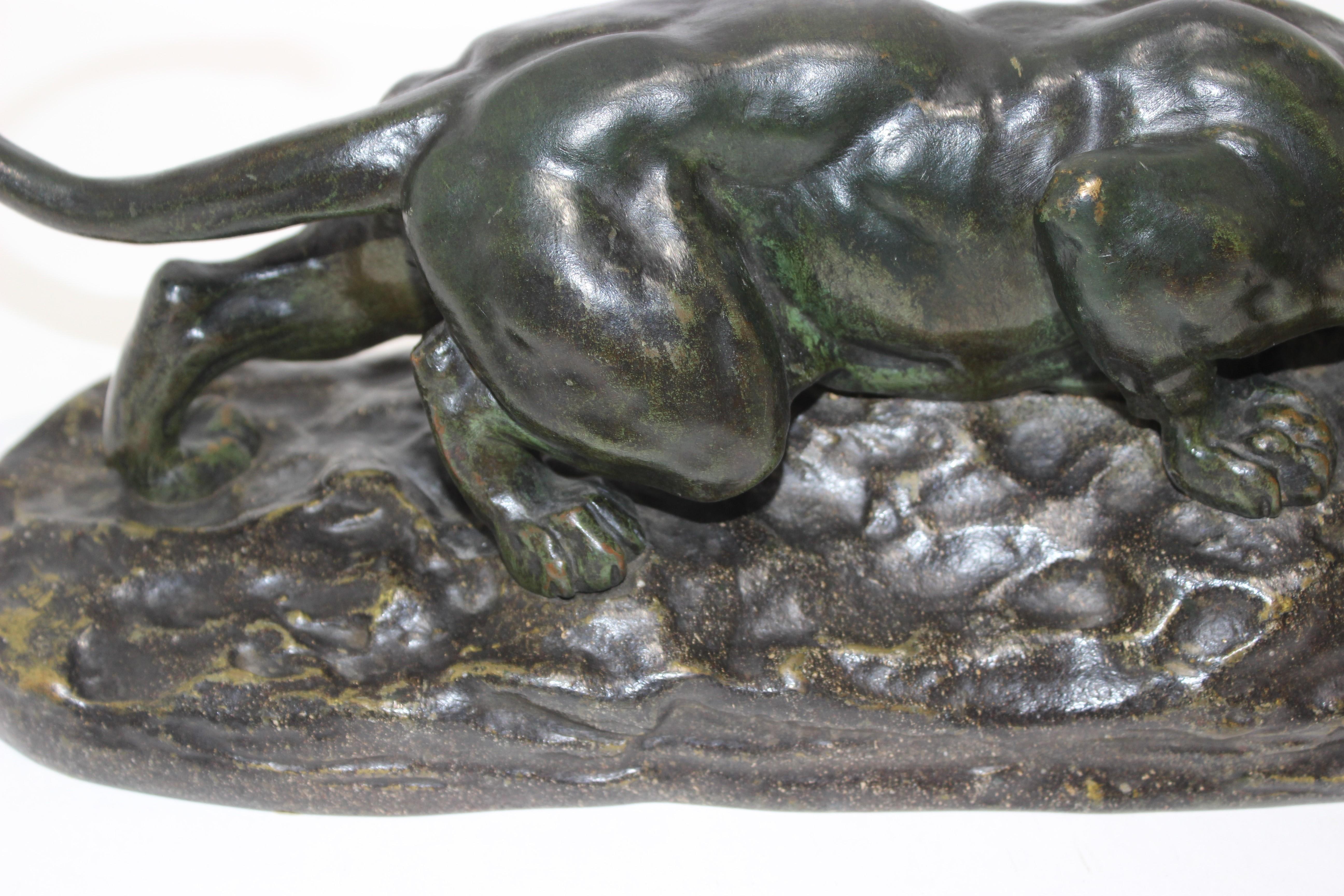 19th Century Crouching Panther Bronze In Good Condition For Sale In West Palm Beach, FL