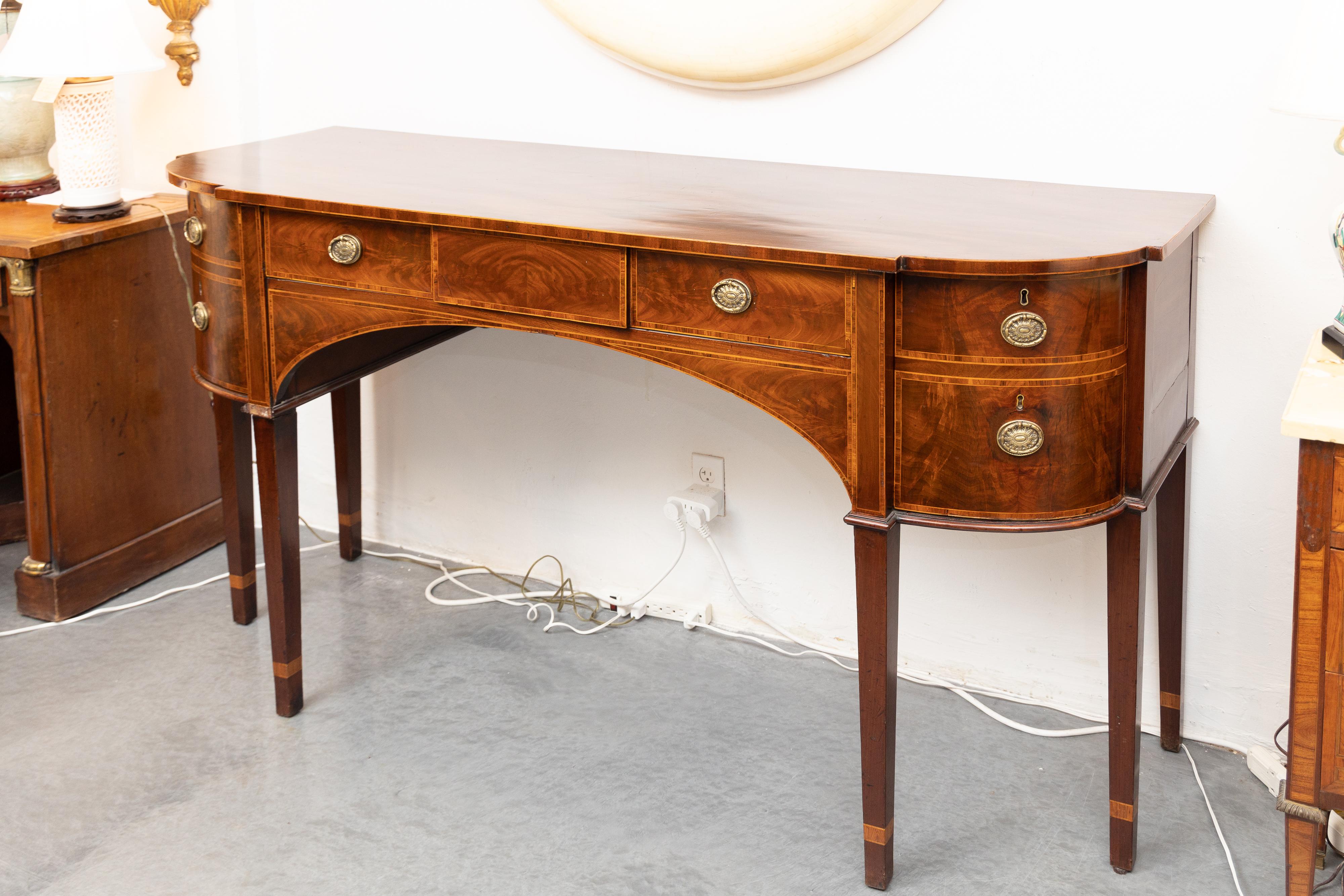 Hand-Crafted 19 Century English George III Inlaid Sideboard For Sale