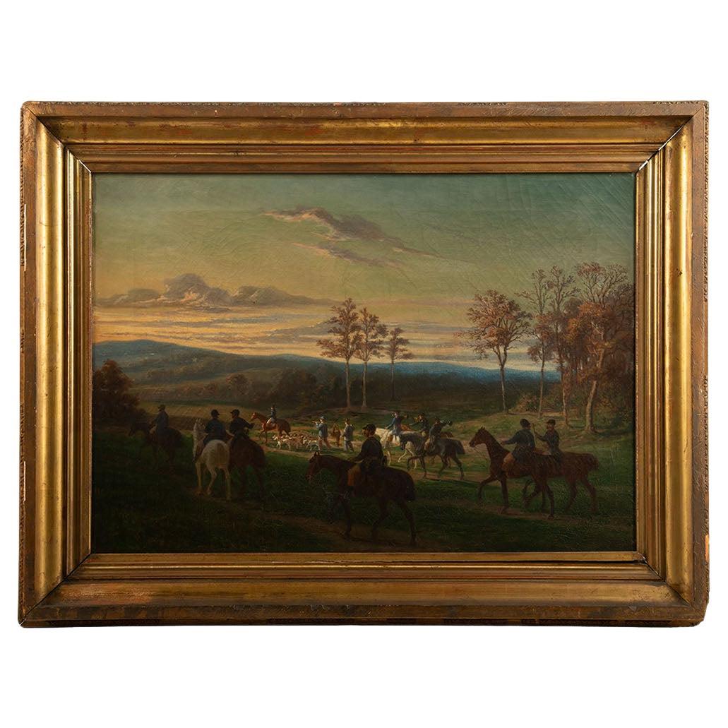 Reiterliche Jagdszene des 19. Jahrhunderts von Leopold von Besenval im Angebot