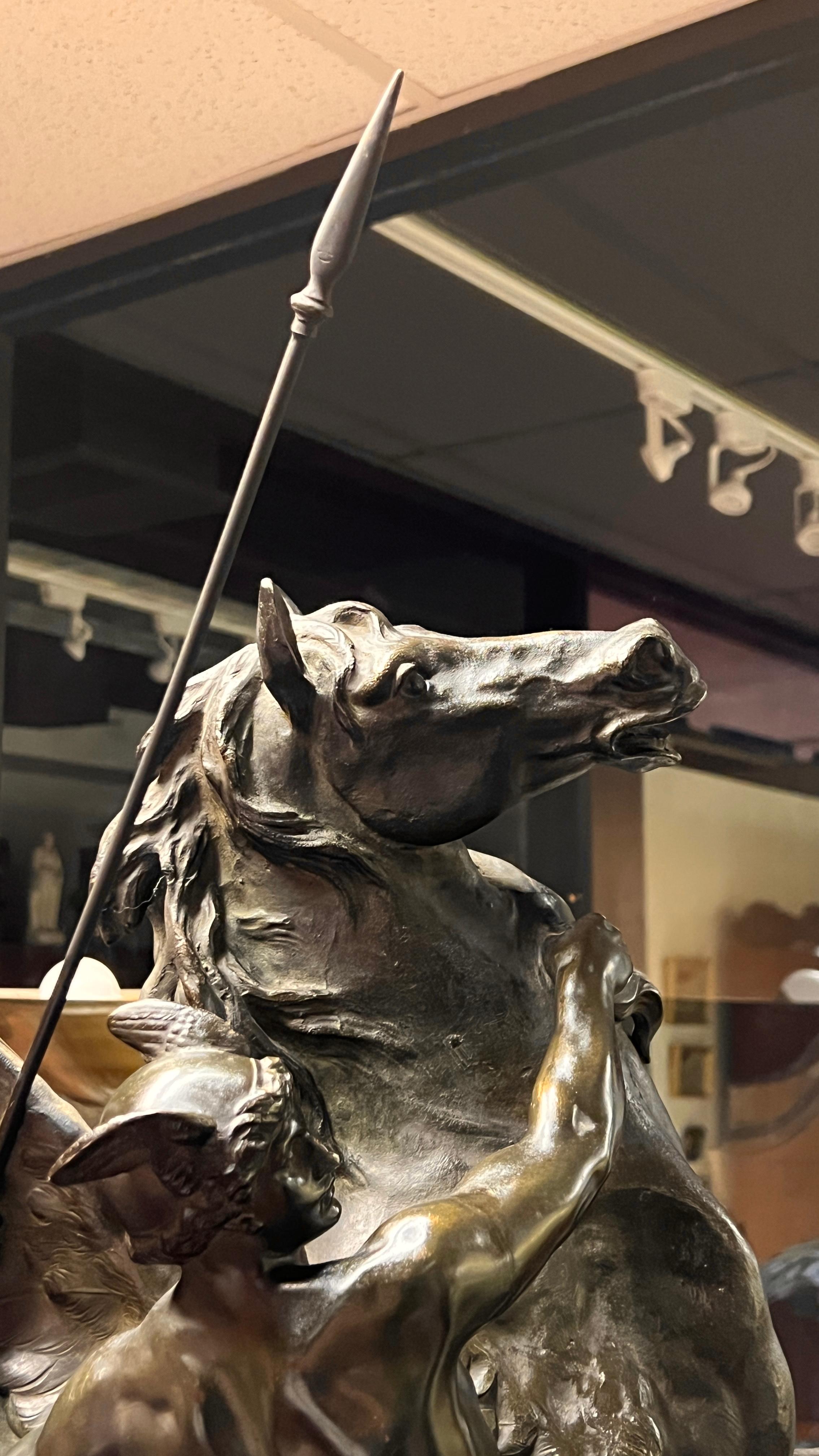 19 century French Birth of Pegasus spelter  Sculpture After Emile Picault For Sale 2