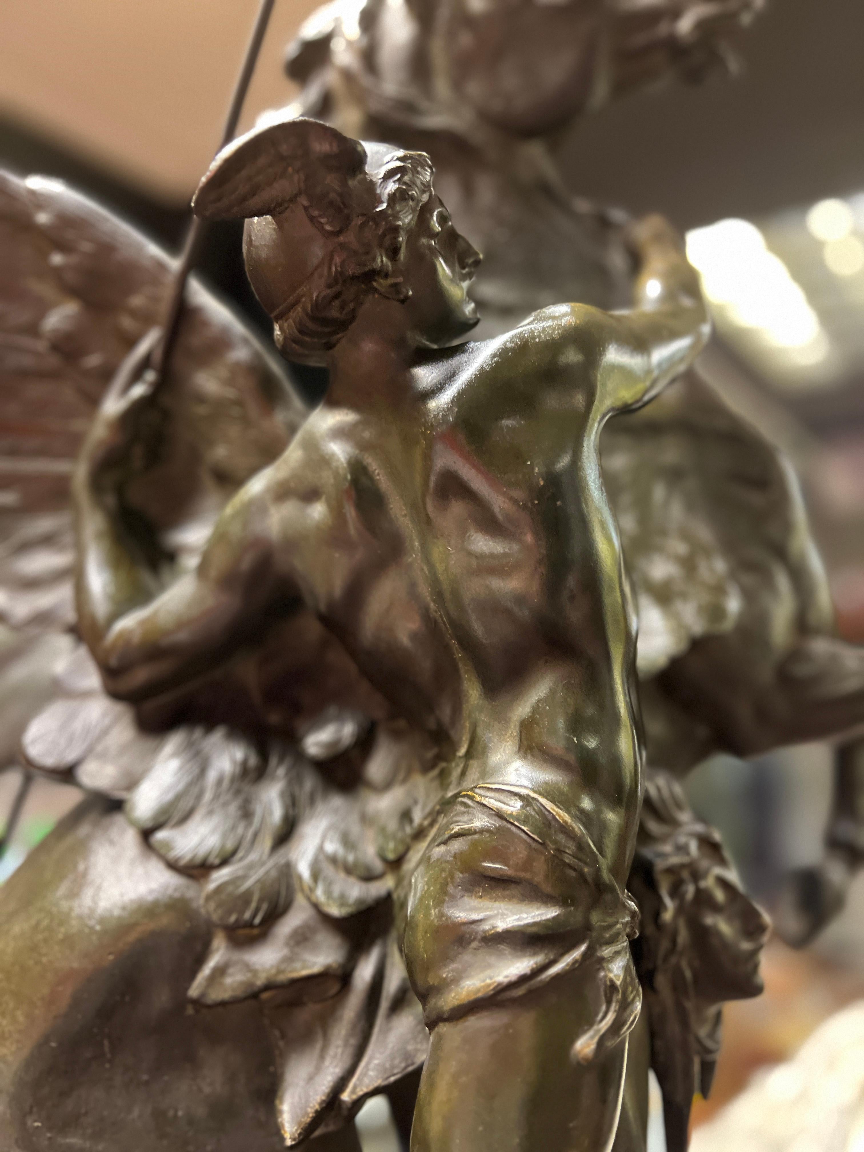 19 century French Birth of Pegasus spelter  Sculpture After Emile Picault For Sale 3