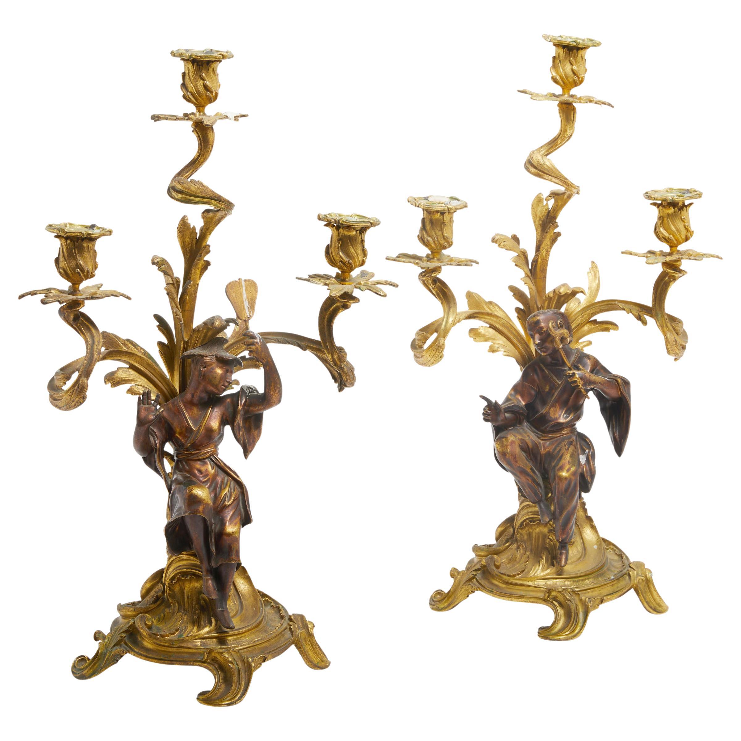19 Century French Chinoiseie Figural Candelabra For Sale