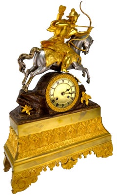 19 Century French Clock Featuring an Oriental Warrior Archer on Horseback