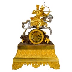19 Century French Clock Featuring an Oriental Warrior Archer on Horseback