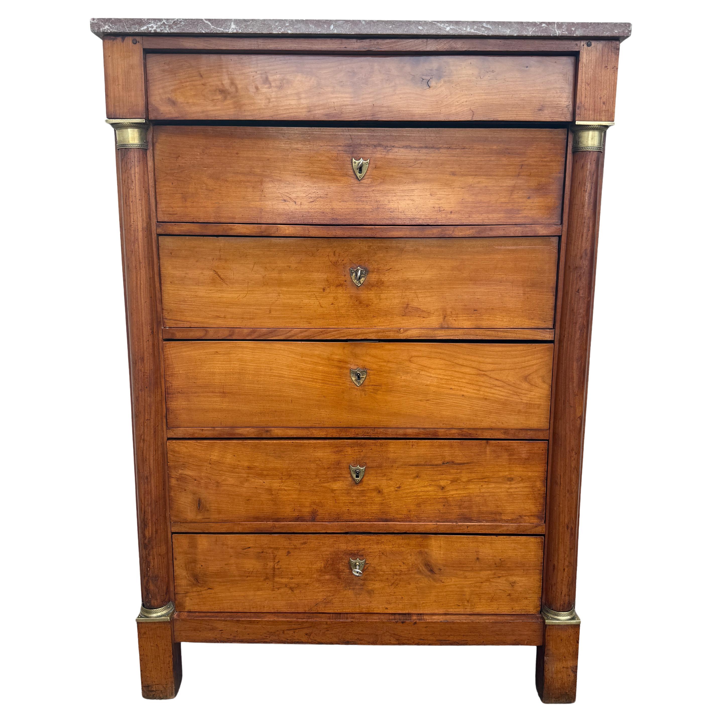 19 Century French Empire Marble top Chest