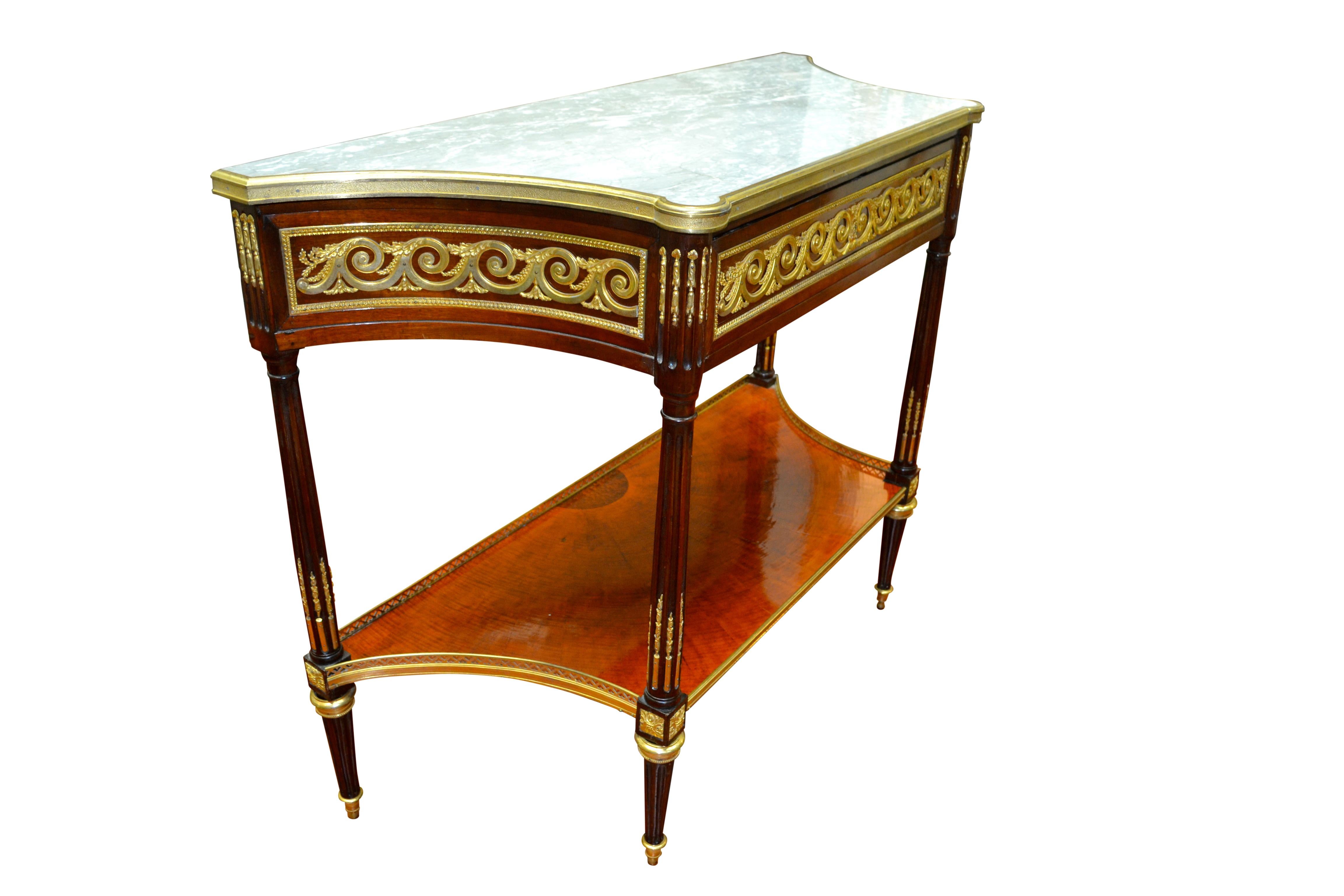 Hand-Carved 19th Century French Louis XVI Style Desert Table / Console For Sale