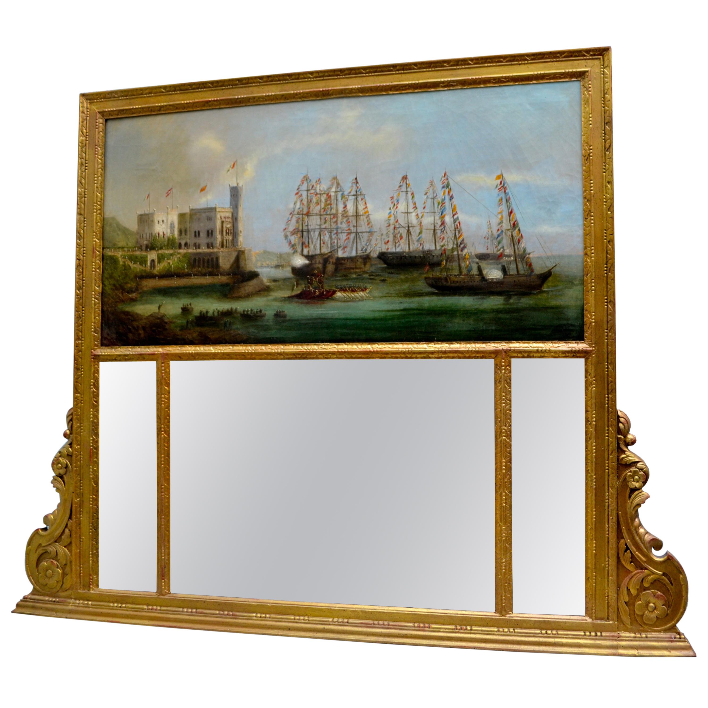  Trumeau Mirror and Painting of a Hapsburg Wedding at Miramare Castle in Trieste