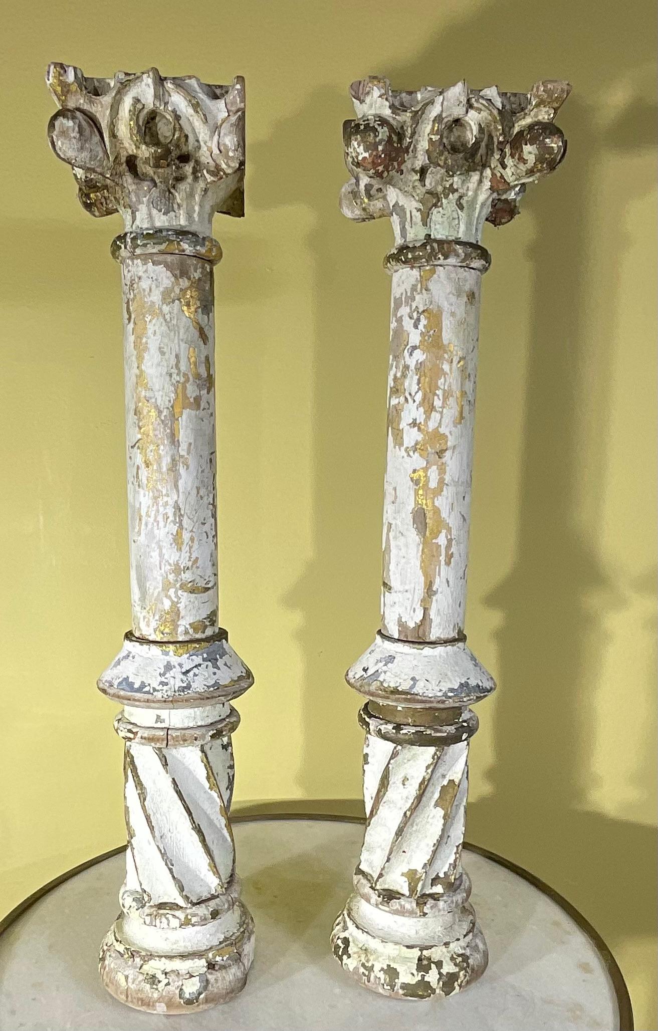 19  Century Hand Carved Italian Wood Columns For Sale 6