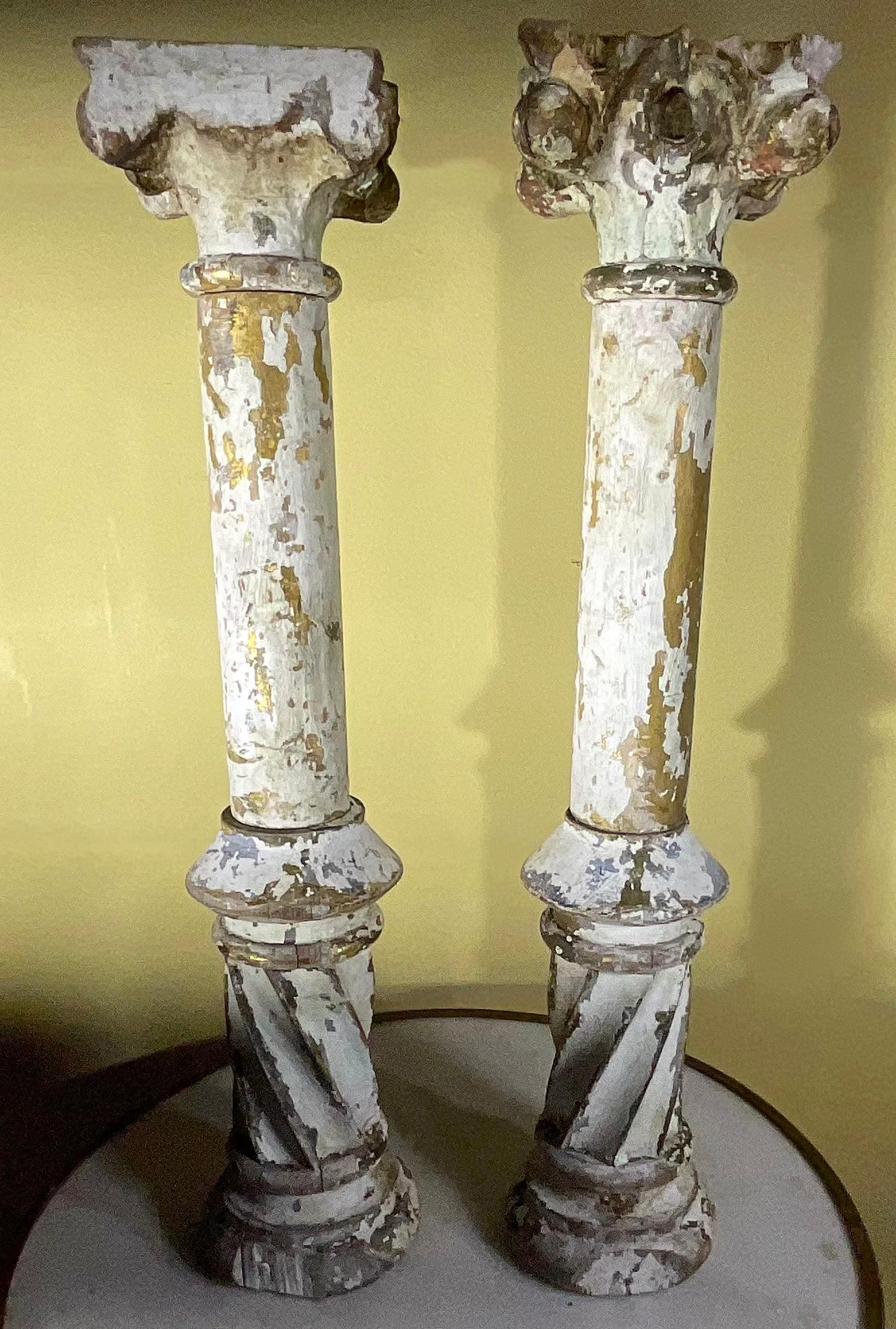19  Century Hand Carved Italian Wood Columns For Sale 8