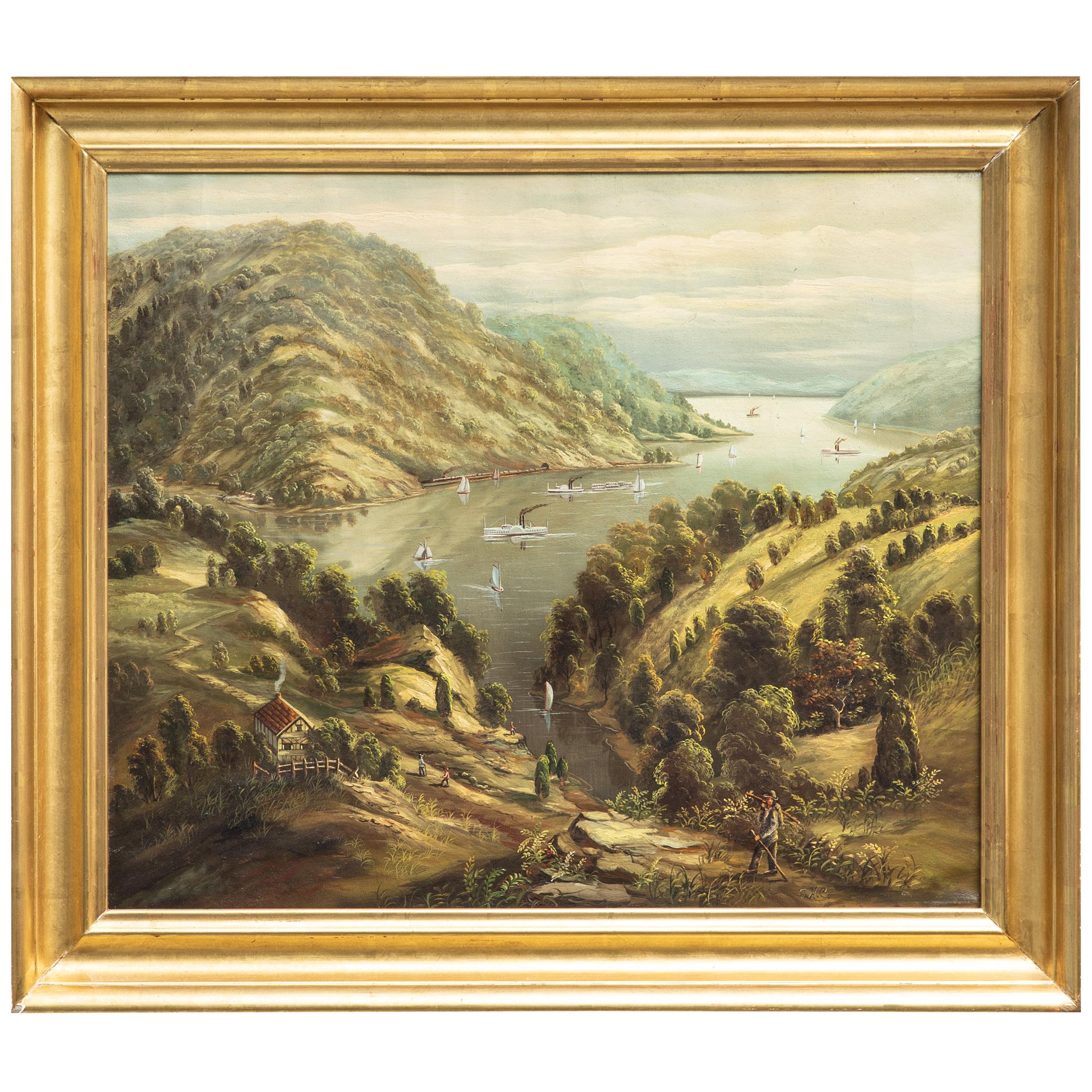 19th Century Hudson River School Oil on Canvas