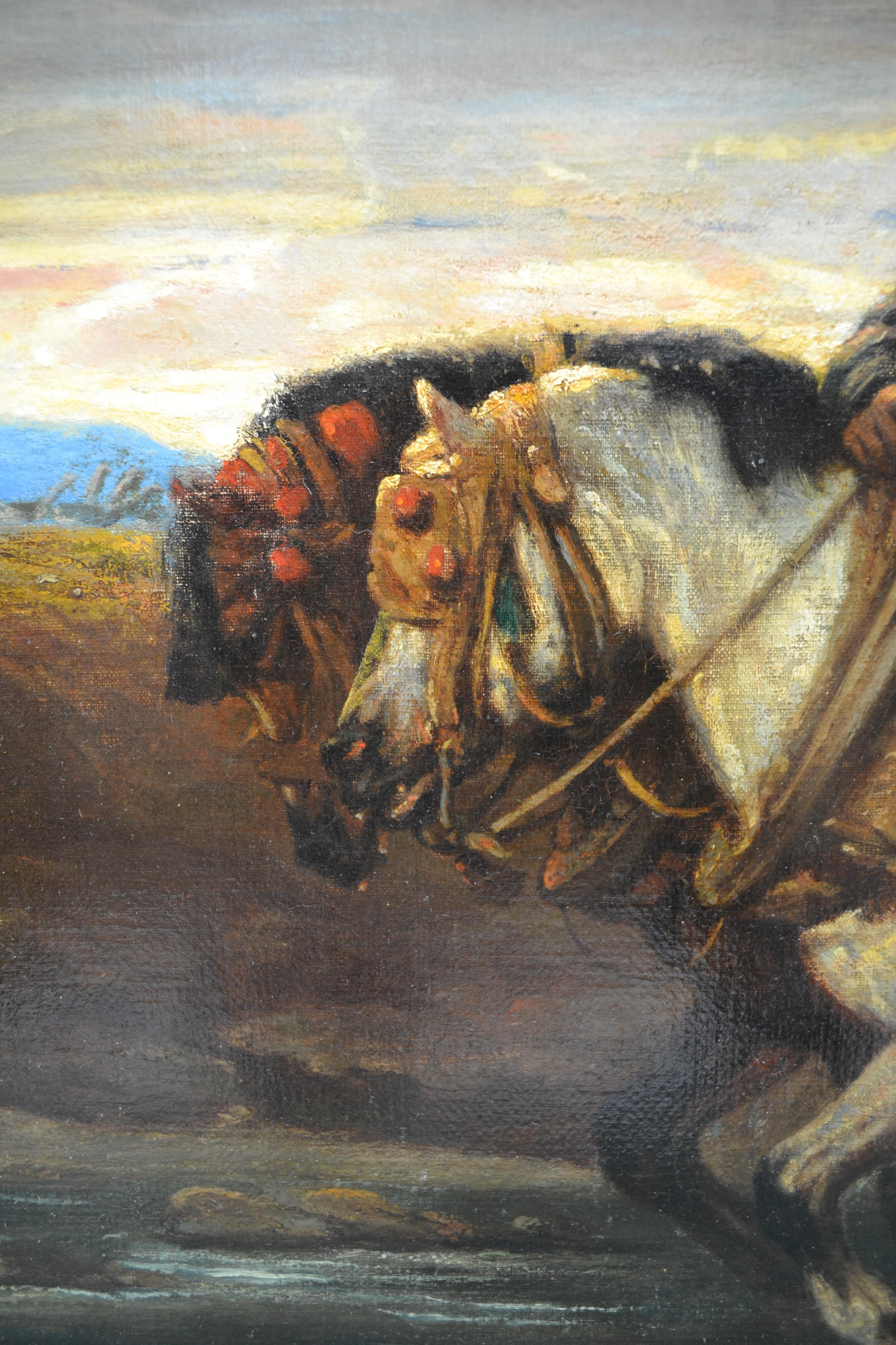 19 Century Impressionist Farming Scene with Twin Horses For Sale 2