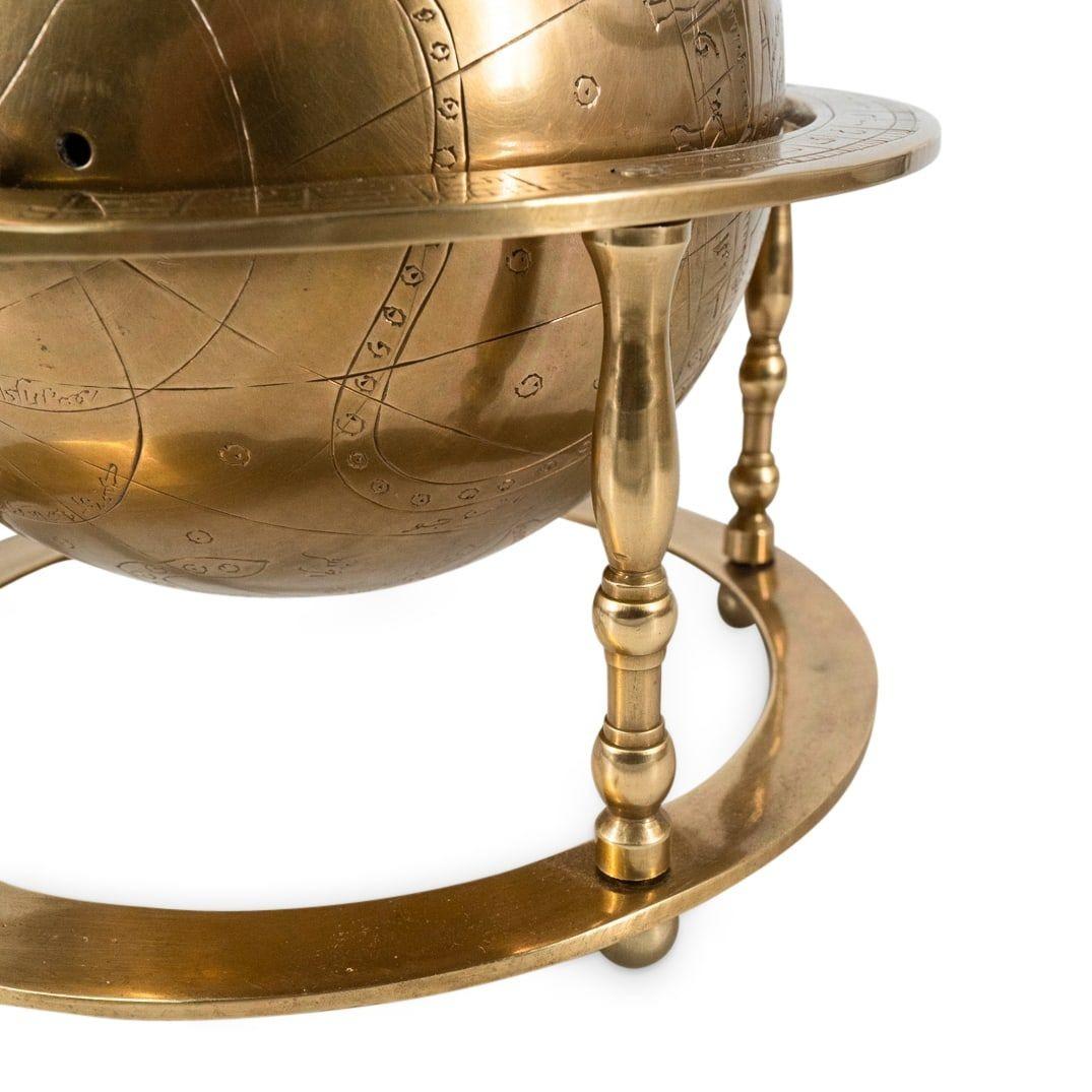Etched 19 century  Islamic Persian Brass Celestial Globe  For Sale