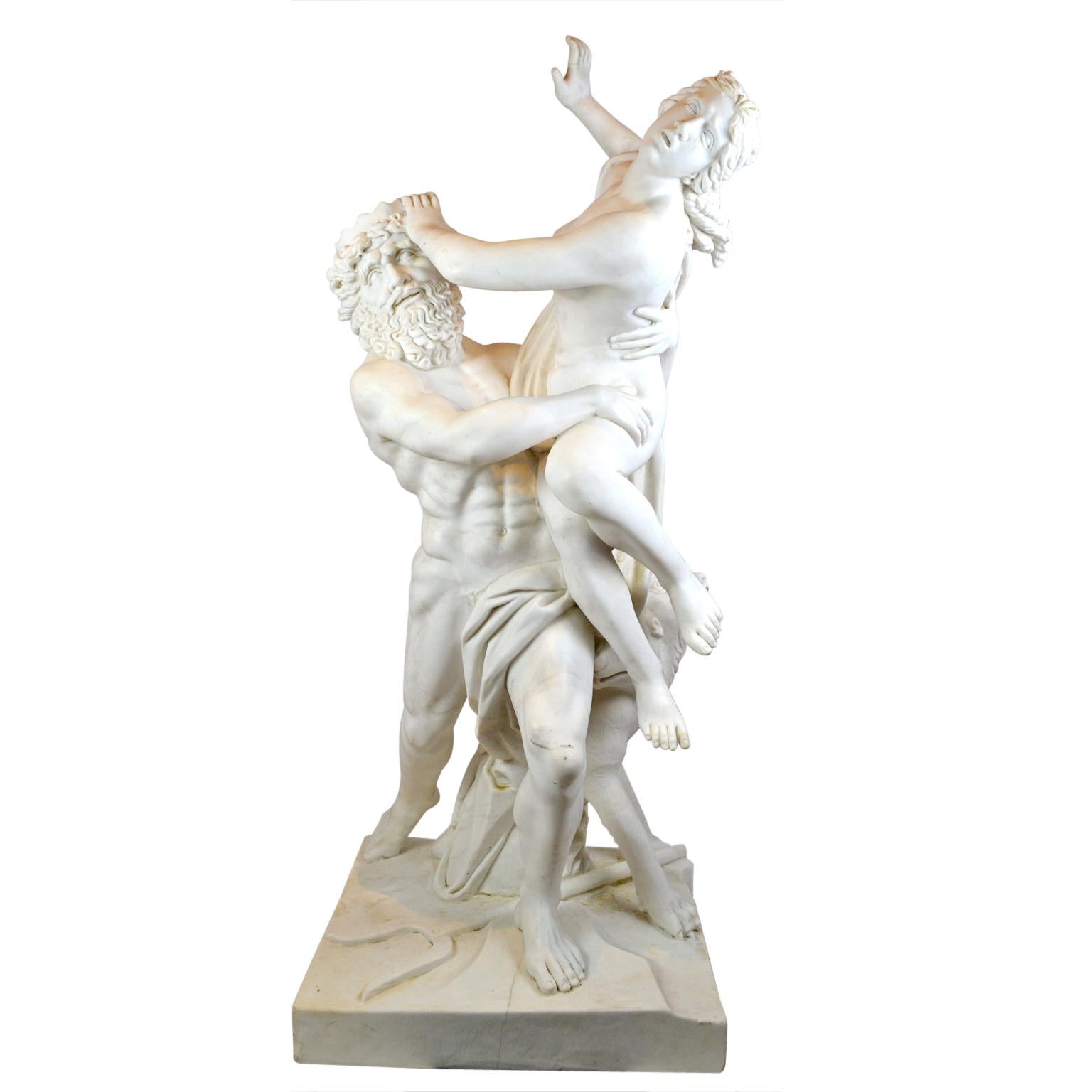 Neoclassical Revival 19 Century Marble Statue of the Rape of Prosperina After Bernini by Fabi Altini For Sale