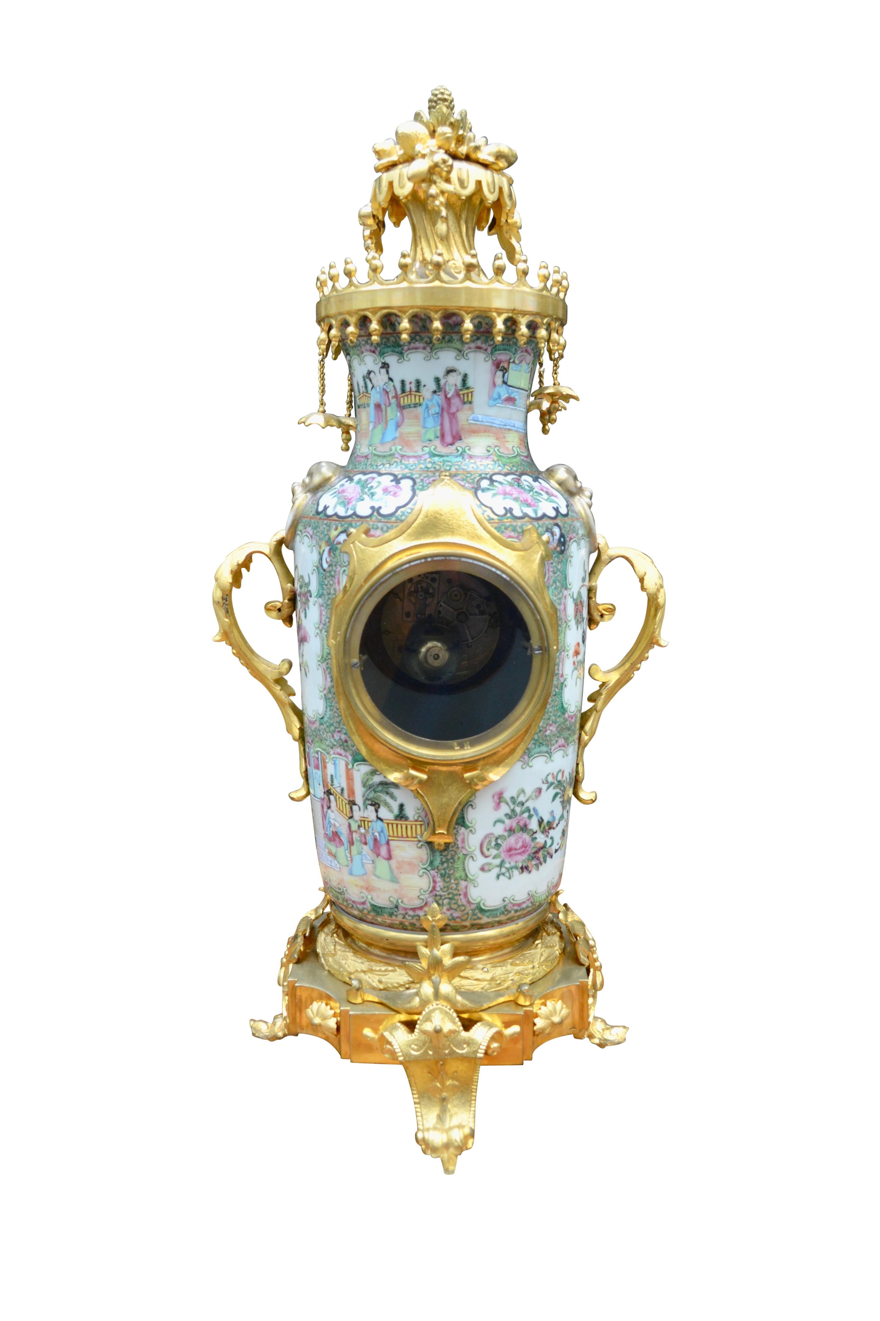 19th Century 19 Century  Napoleon III Chinese Famille Rose Porcelian and Gilt Bronze Clock