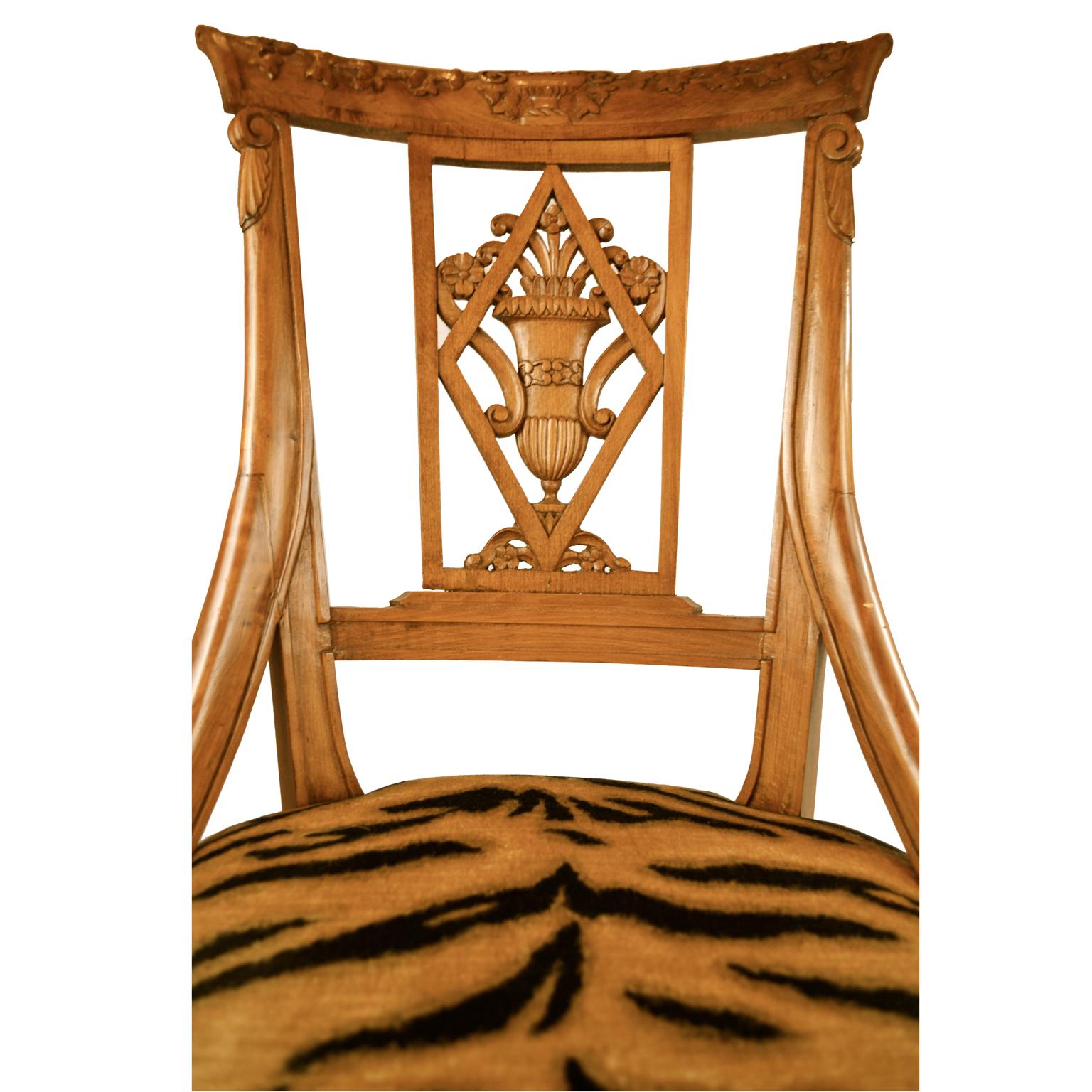19th Century Neoclassical Swedish Chair Upholstered in Tiger Velvet In Good Condition In Vancouver, British Columbia
