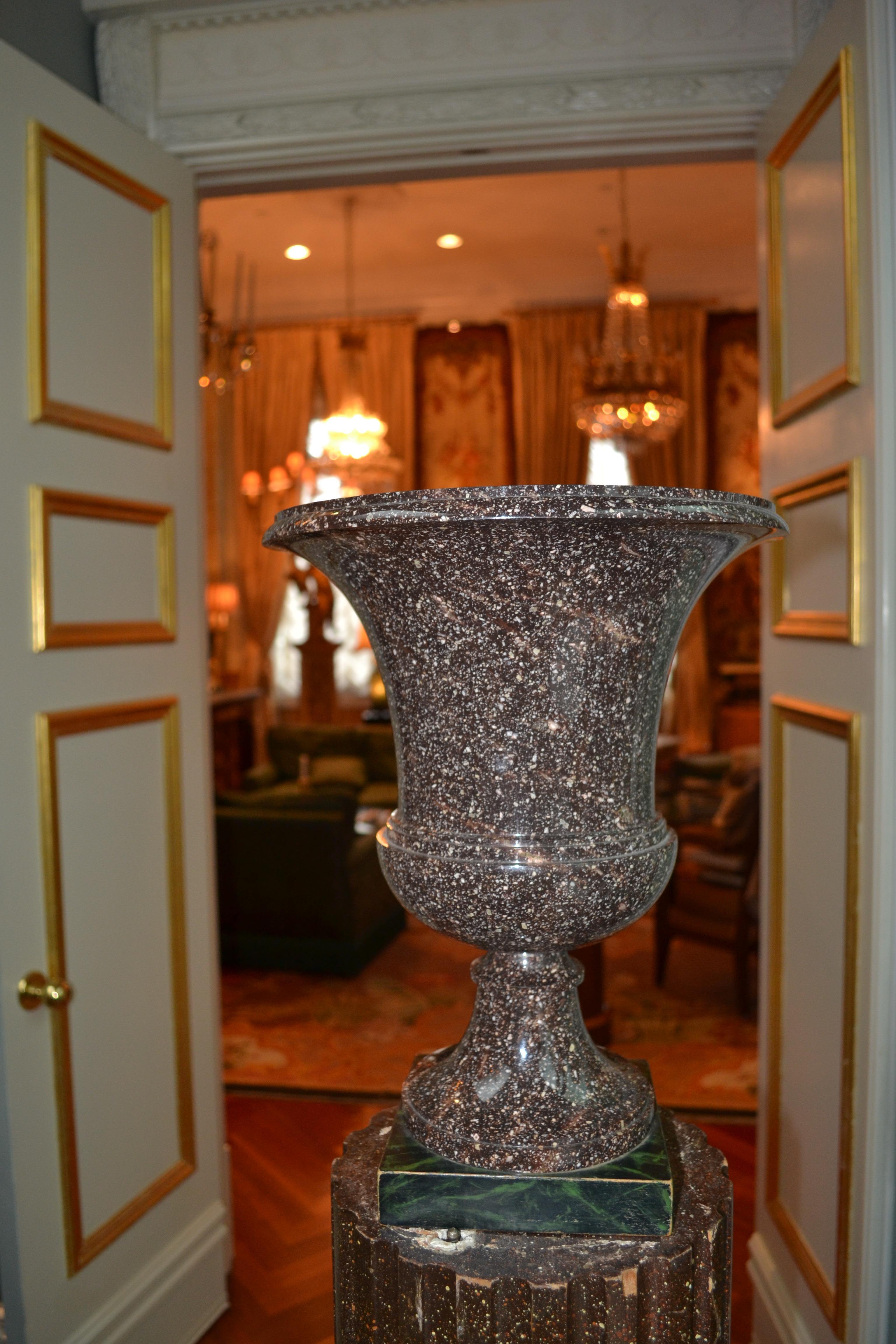 19th Century Neoclassical Swedish or Russian Porphyry Campana Urn Vase For Sale 1