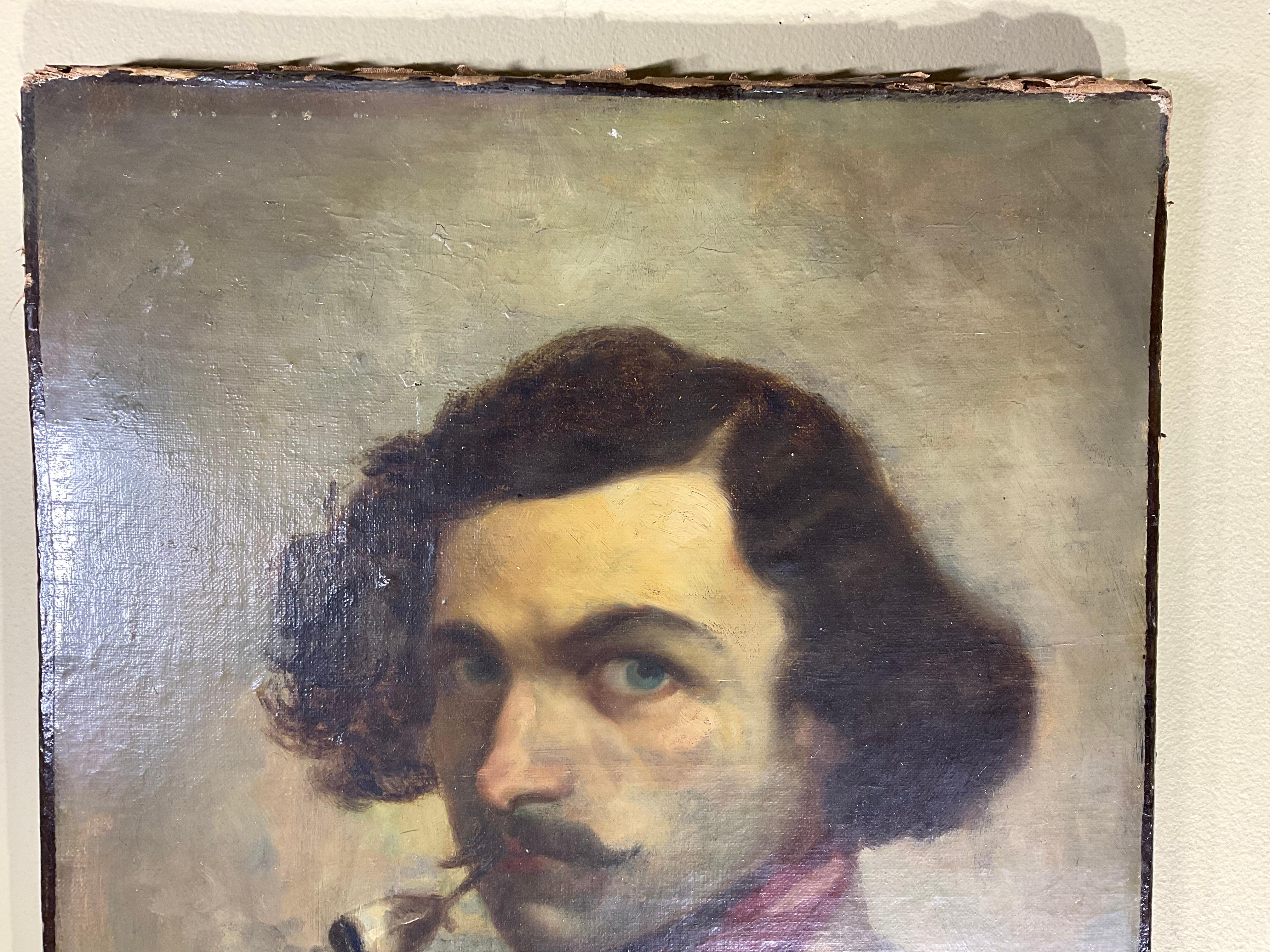 19th Century Oil on Canvas, a Portrait of a Man For Sale at 1stDibs