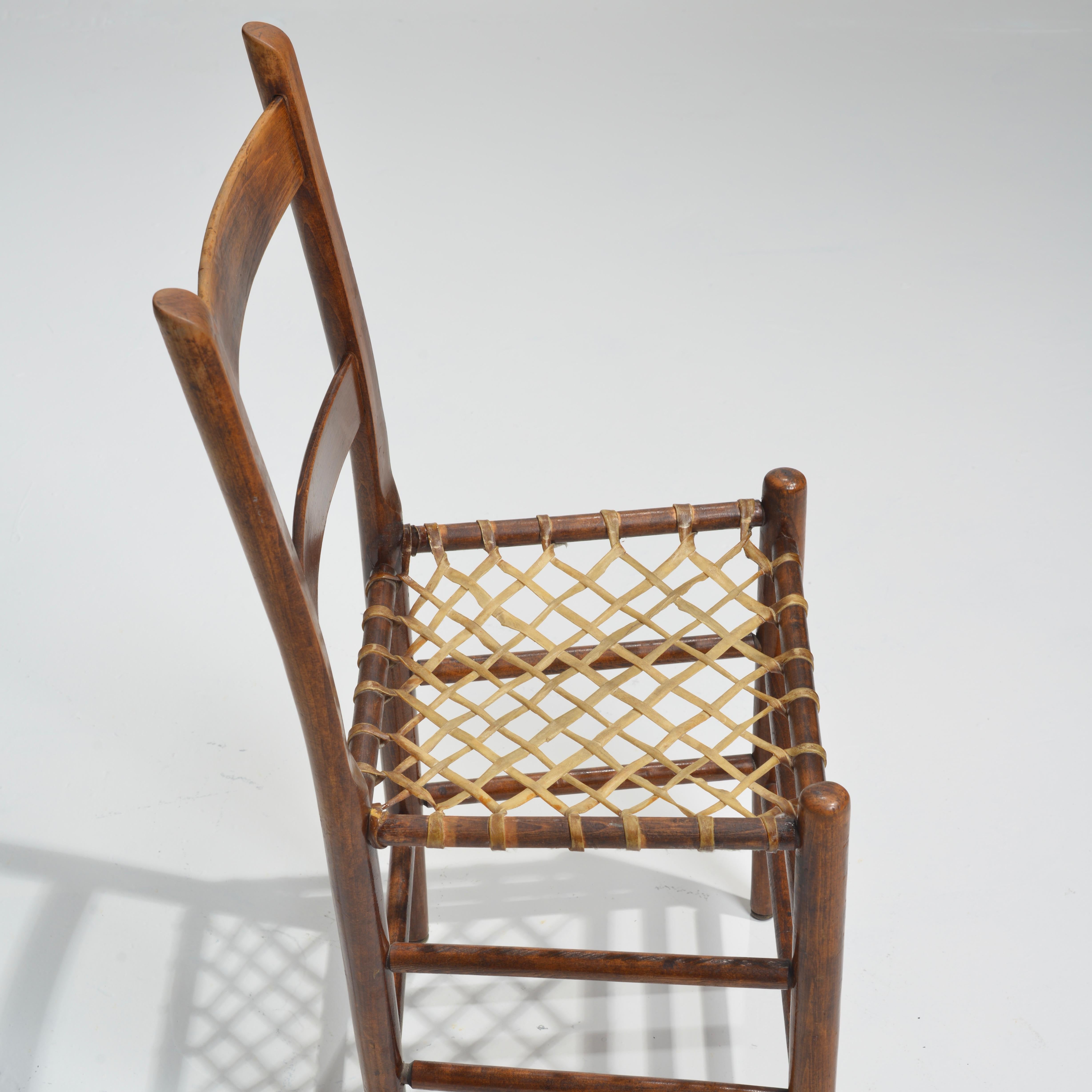 Chaises primitives en cuir brut du XIXe siècle, vers 1850 en vente 7