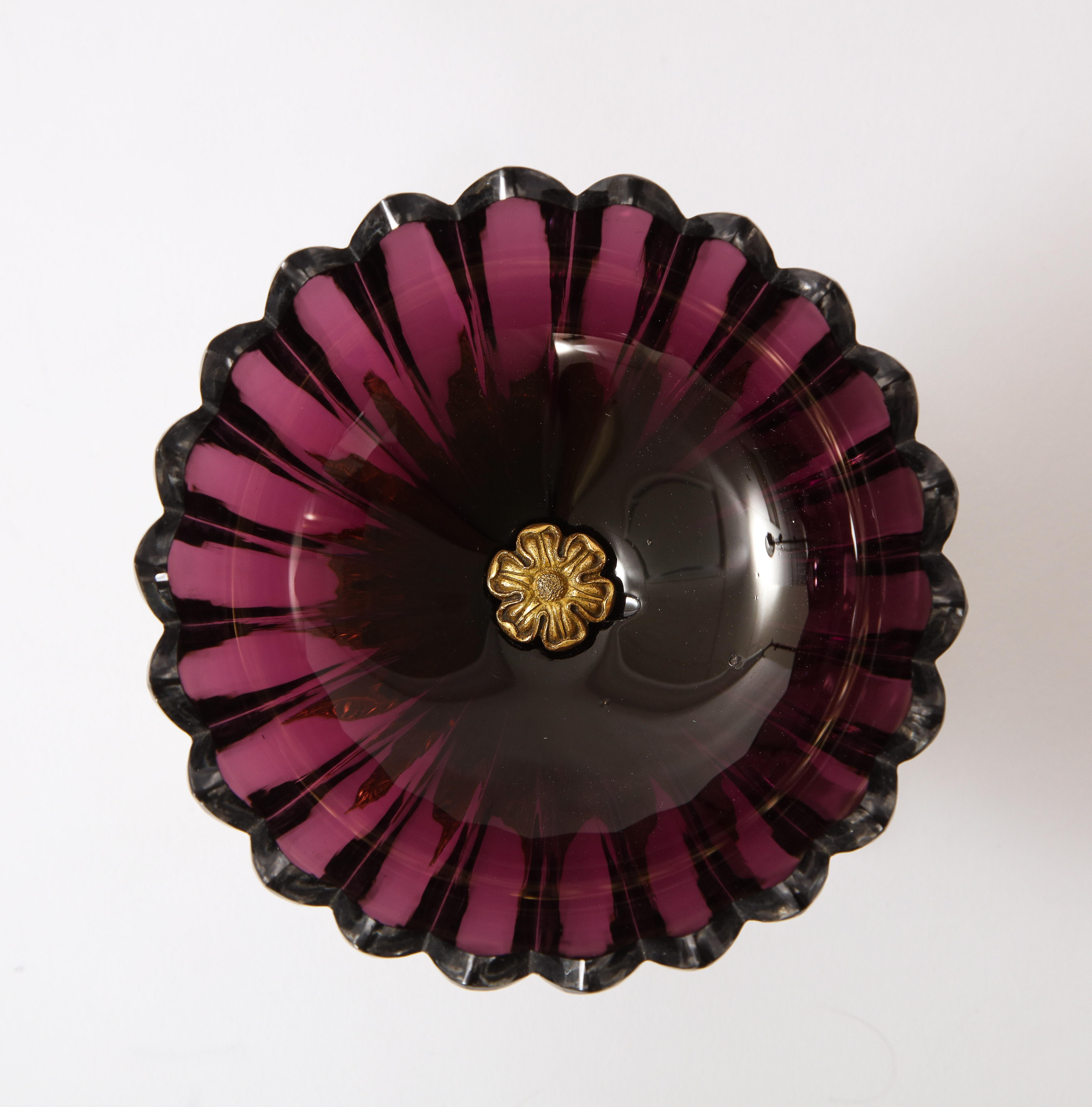 19th Century Russian Dore Bronze Mounted Amethyst Crystal Scalloped Rim Tazza In Good Condition For Sale In New York, NY