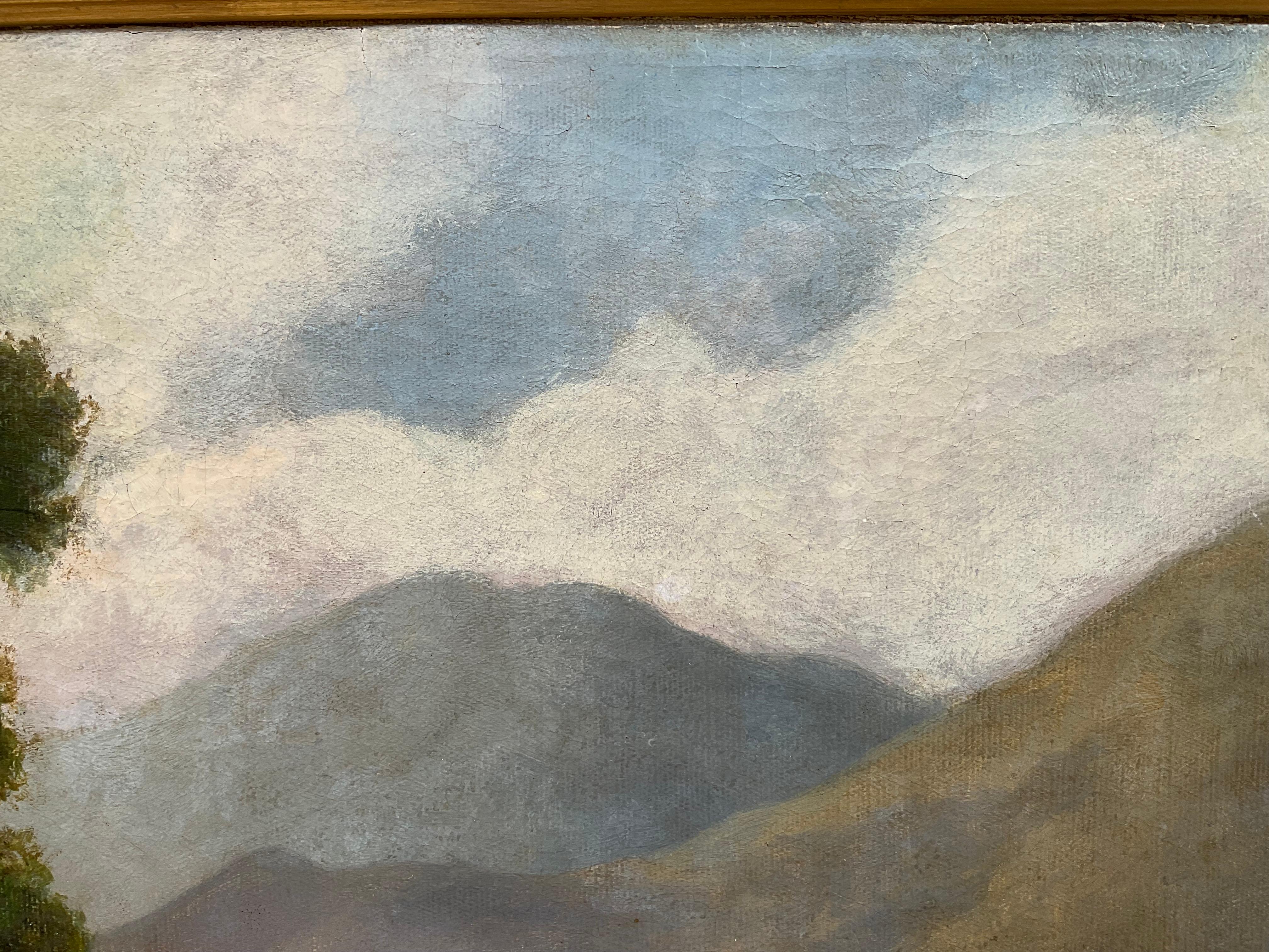 Peinture à l'huile du 19ème siècle représentant un paysage de rivière écossaise ou anglaise en vente 8