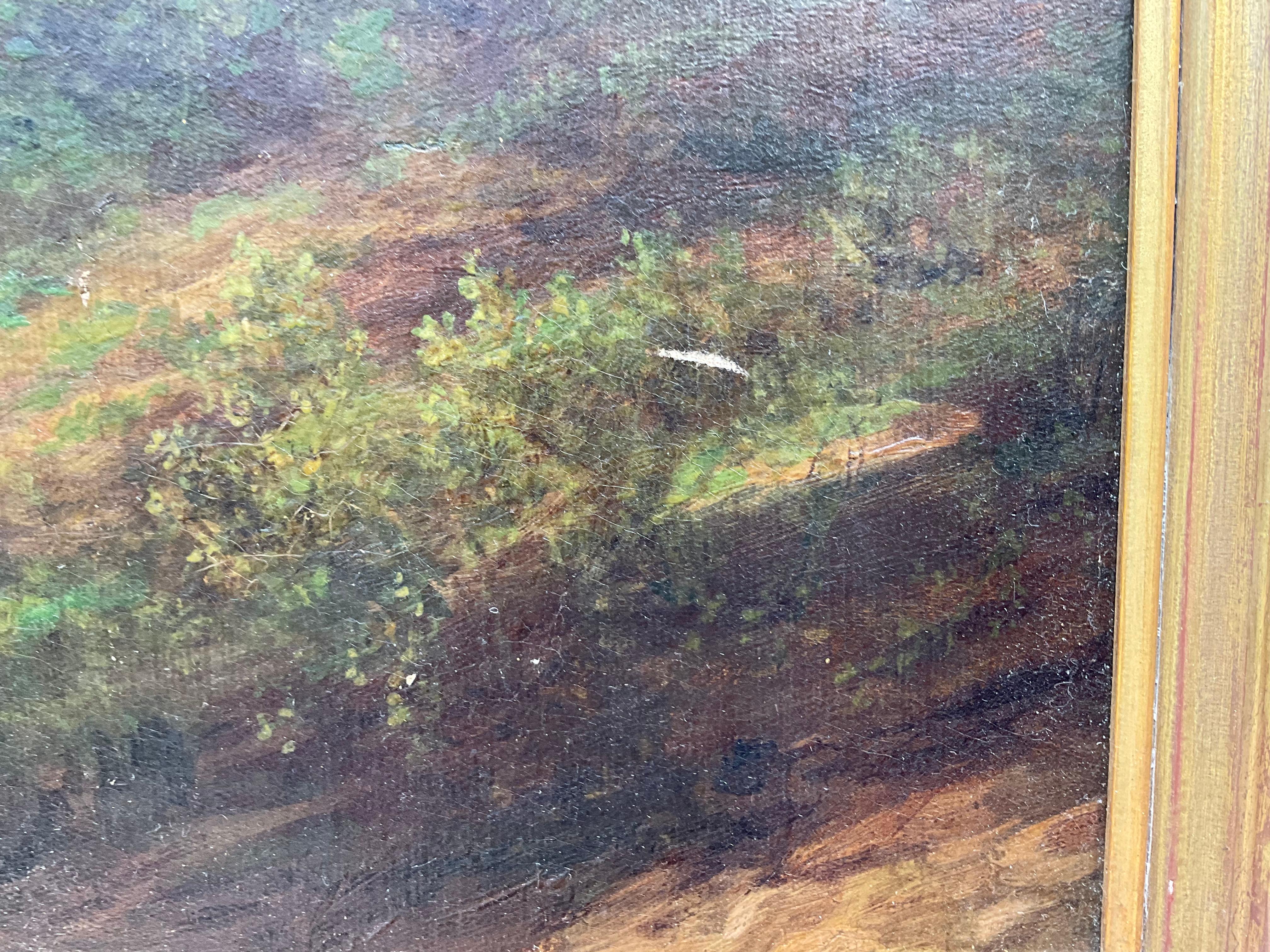 Peinture à l'huile du 19ème siècle représentant un paysage de rivière écossaise ou anglaise en vente 11