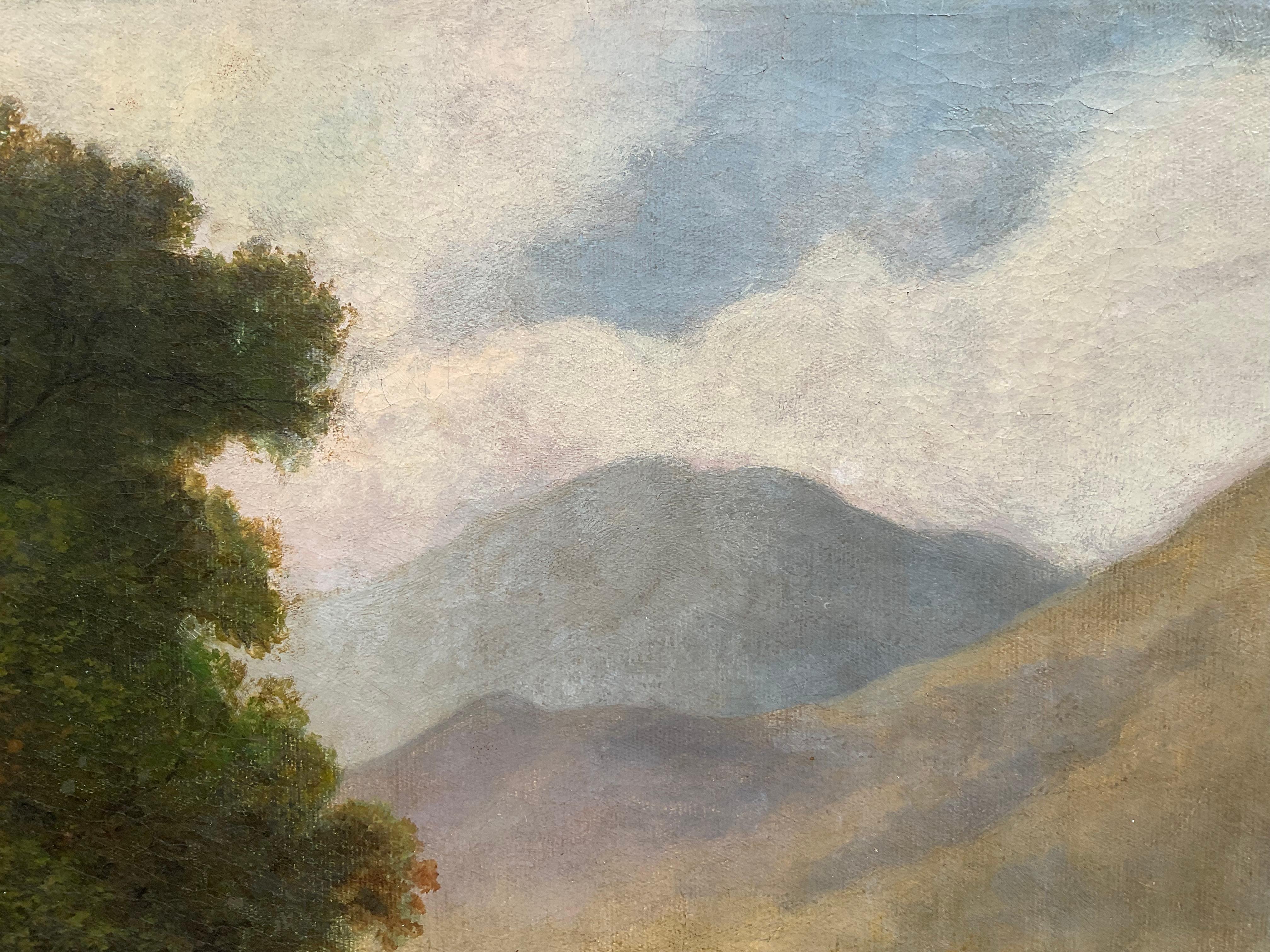 Peint à la main Peinture à l'huile du 19ème siècle représentant un paysage de rivière écossaise ou anglaise en vente