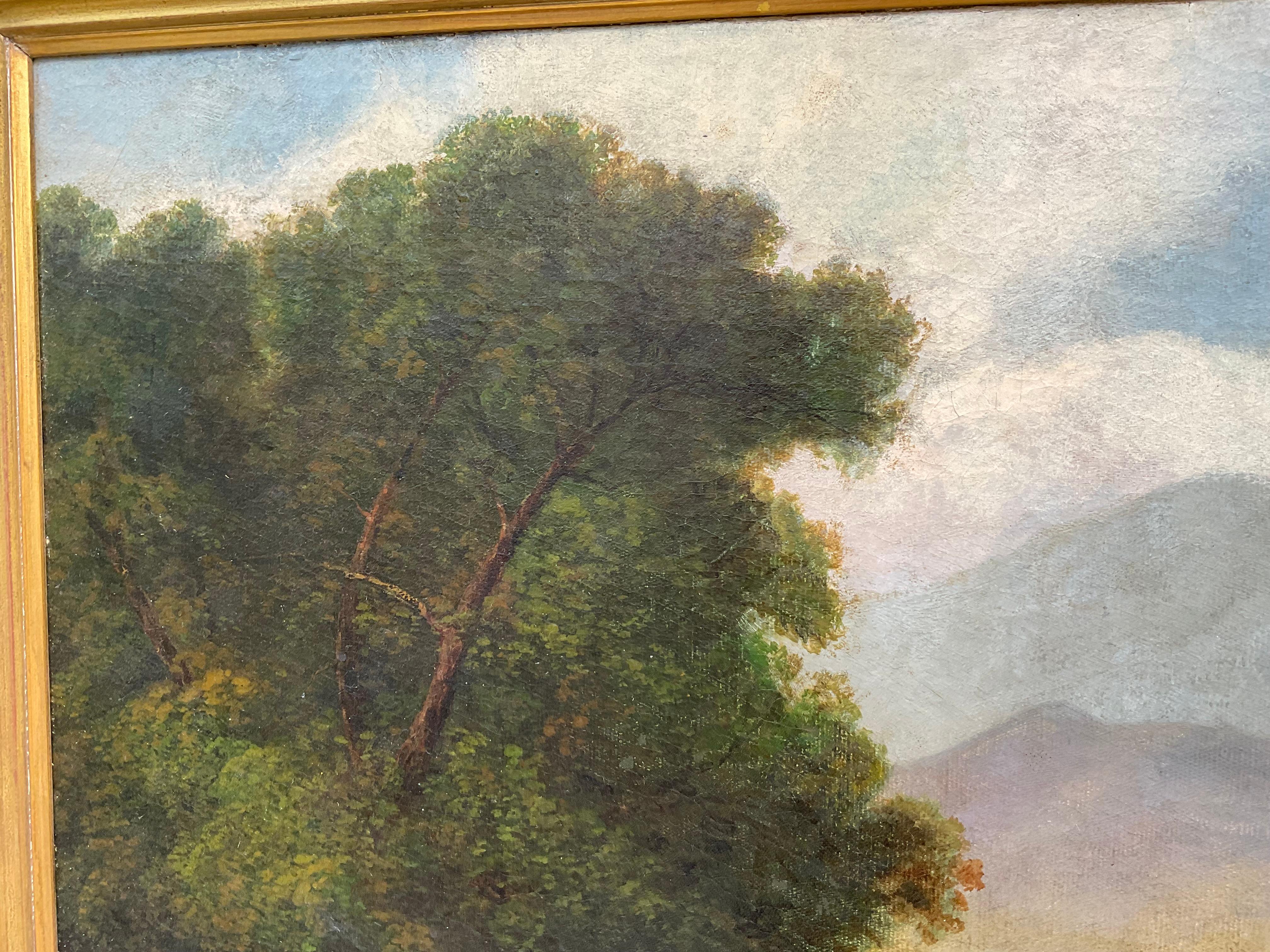 19 Century Scottish Or English River Landscape Oil Painting In Good Condition For Sale In Delray Beach, FL