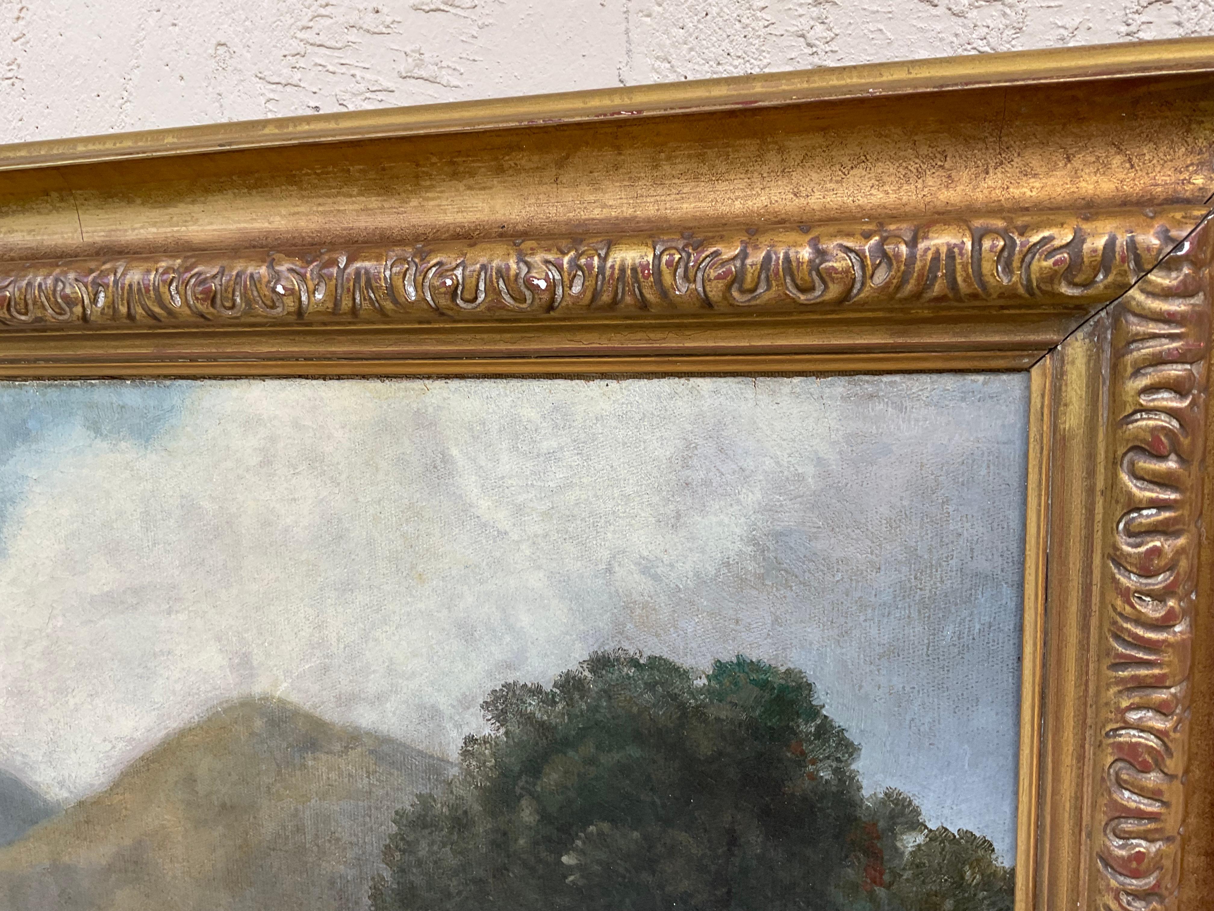 Peinture à l'huile du 19ème siècle représentant un paysage de rivière écossaise ou anglaise en vente 3