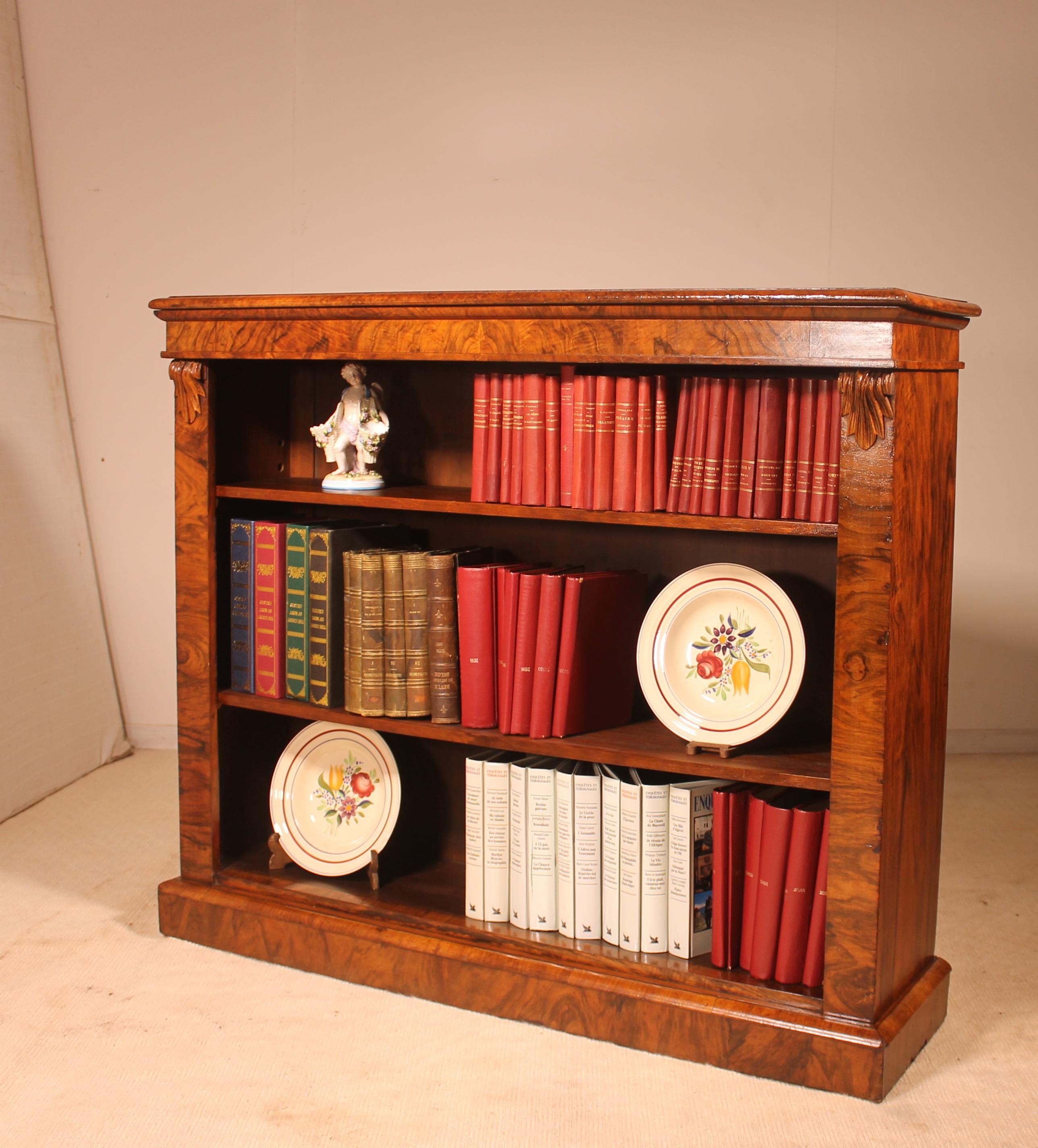 English 19th Century Walnut Open Bookcase from England