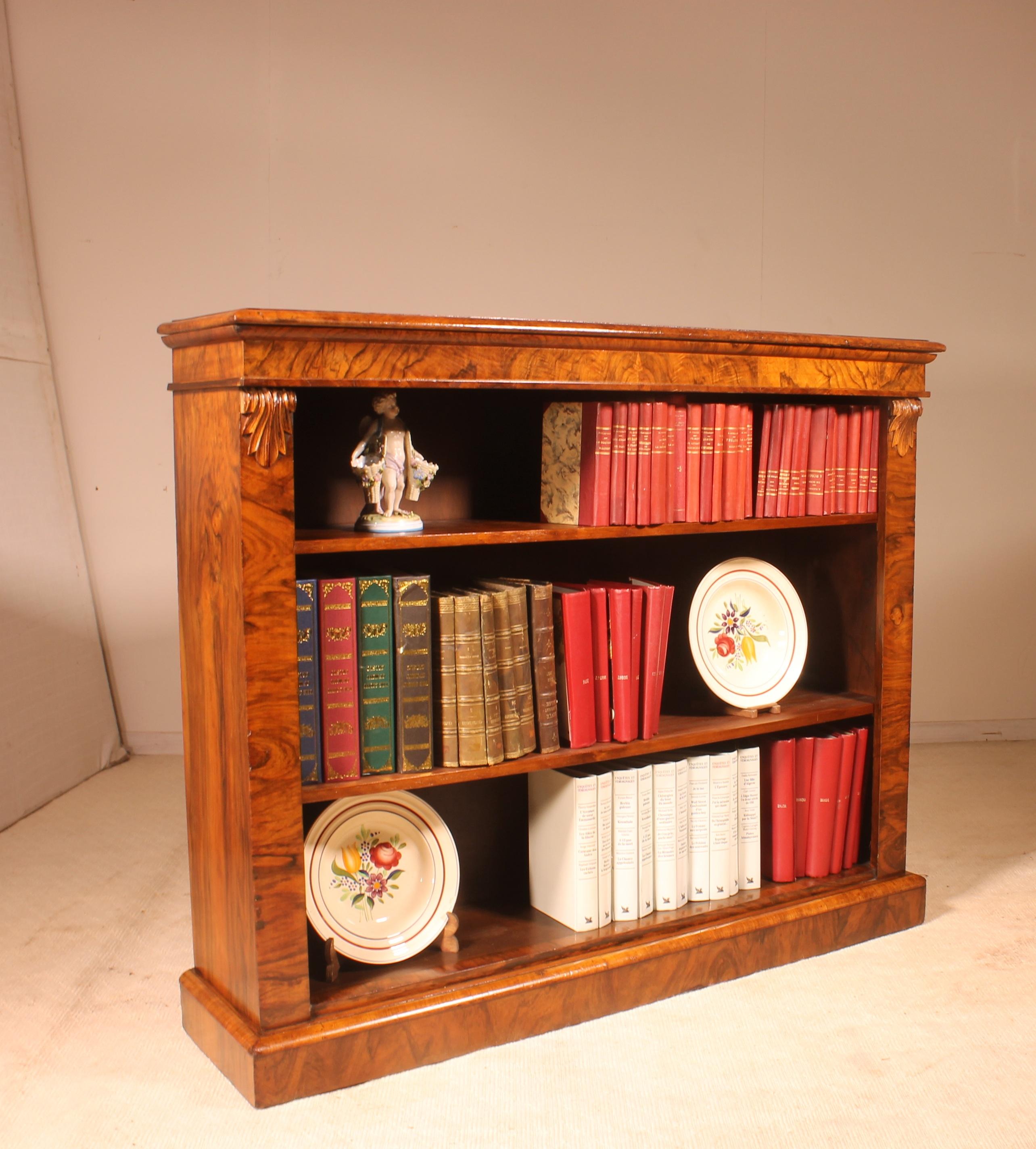 19th Century Walnut Open Bookcase from England 2