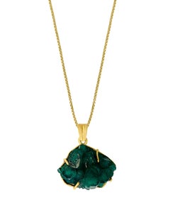 19 Carat Colombian Emerald Rough Pendent/Necklace 18 Karat Gold with Chain