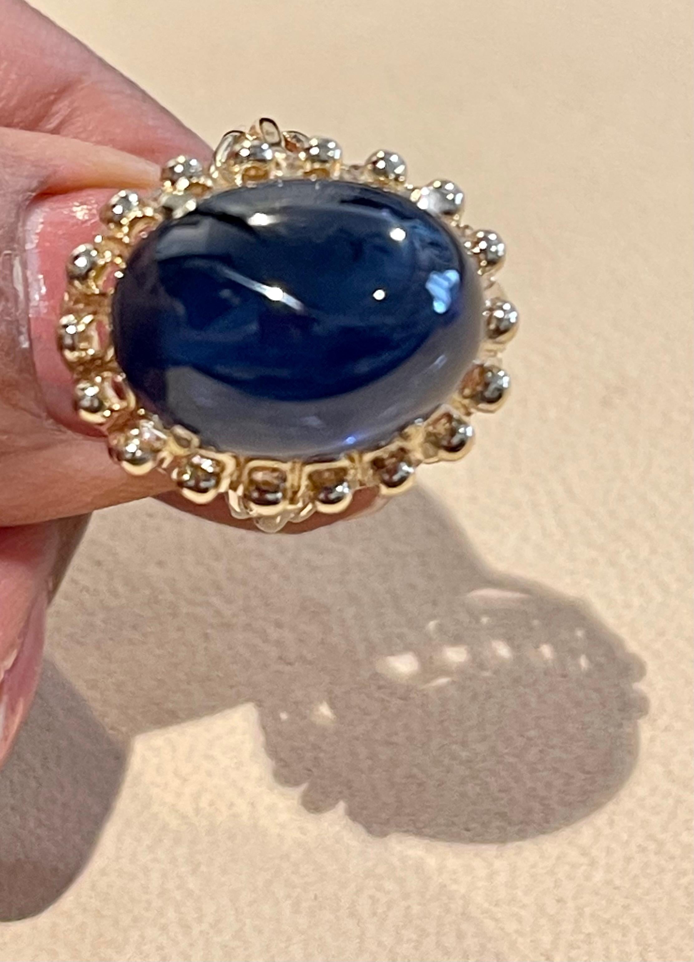 AGI-zertifizierter 19 Karat natürlicher Saphir Cabochon-Ring aus 14 Karat Gelbgold 7