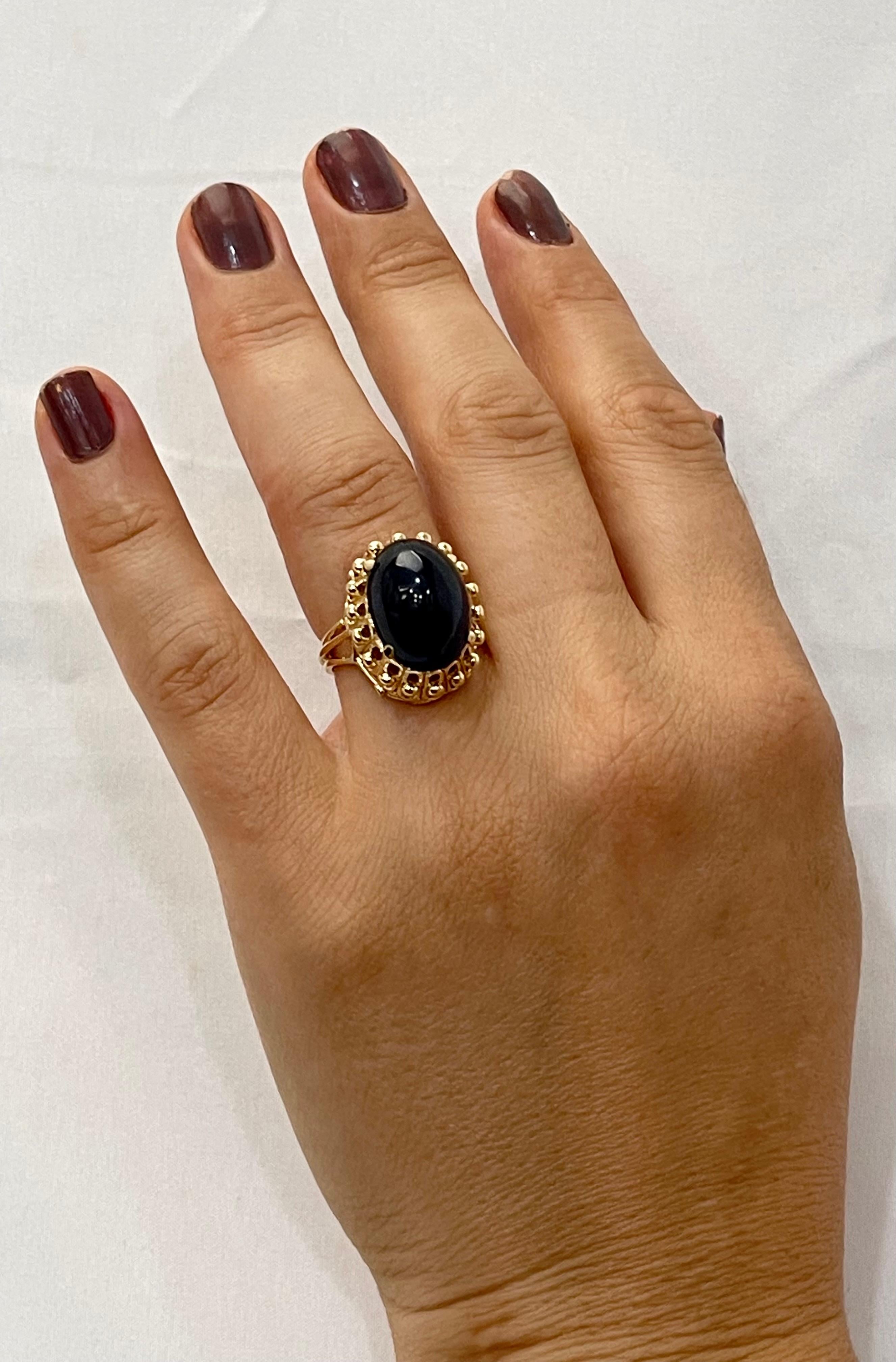 AGI-zertifizierter 19 Karat natürlicher Saphir Cabochon-Ring aus 14 Karat Gelbgold für Damen oder Herren
