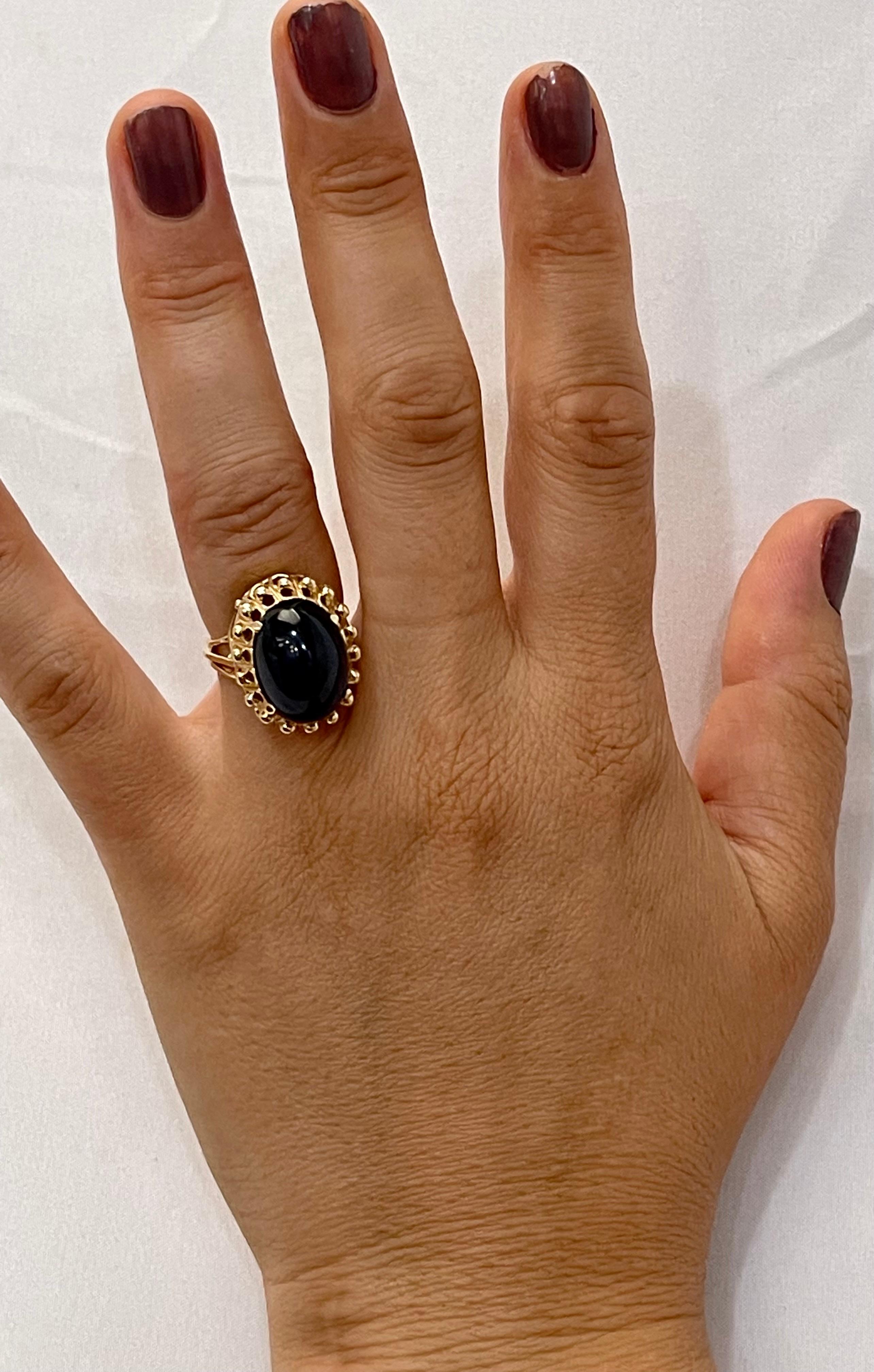 AGI-zertifizierter 19 Karat natürlicher Saphir Cabochon-Ring aus 14 Karat Gelbgold 4