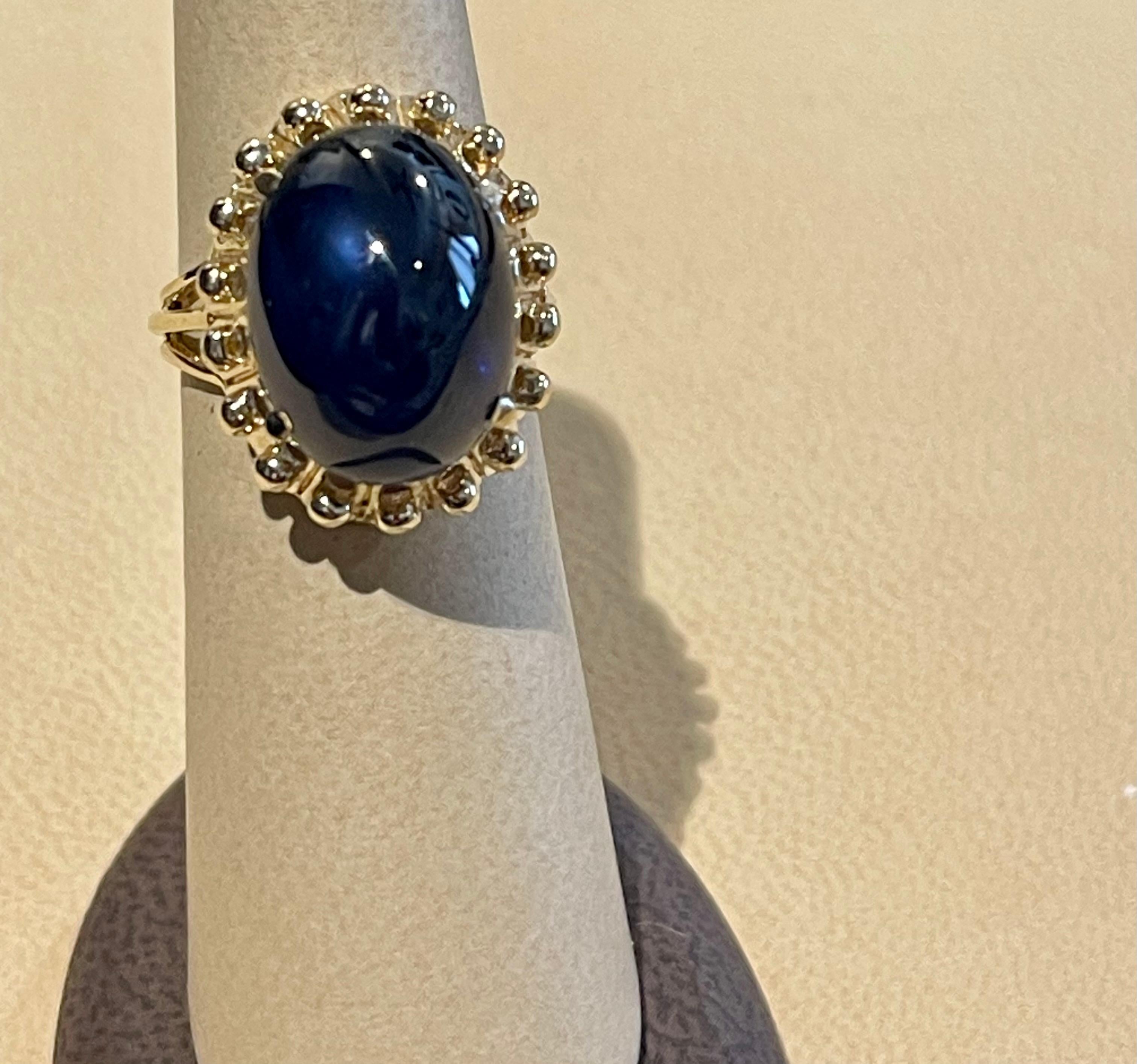 AGI-zertifizierter 19 Karat natürlicher Saphir Cabochon-Ring aus 14 Karat Gelbgold 5