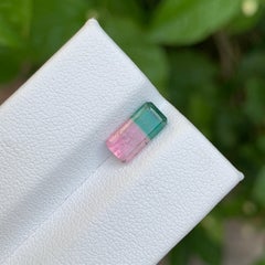 1.9 ct Rare Bicolor Pink Green Tourmaline Emerald Cut Gemstone for Jewellery 9mm