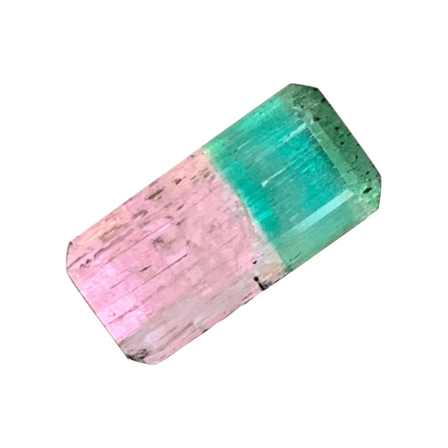 1.9 ct Rare Bicolor Pink Green Tourmaline Emerald Cut Gemstone for Jewellery 9mm