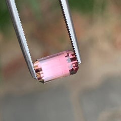 1.9 Cts Dual Shades Pink Emerald Cut Tourmaline Gemstones for Jewellery 8 mm