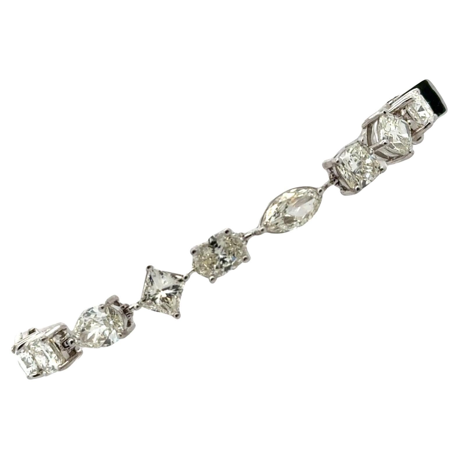 19 CTW  Mixed Cut Diamond 18 Karat White Gold Modern Line Bracelet
