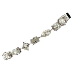 19 CTW  Mixed Cut Diamond 18 Karat White Gold Modern Line Bracelet