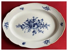 19" Deutsch Meissen Porcelain Blau und Weiß Floral Platte mit Insekten