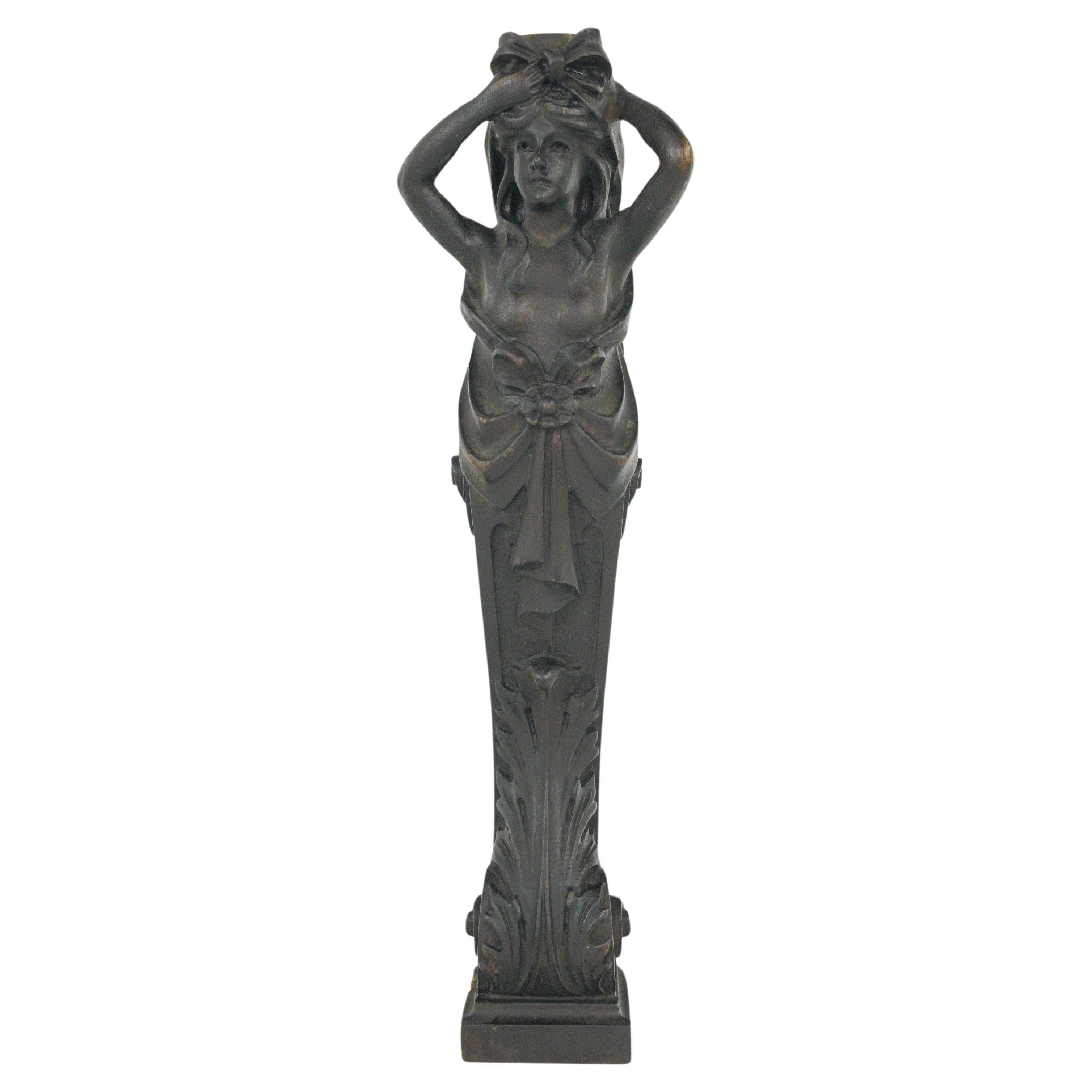 19 in. Solid Chestnut Woman Goddess Furniture Carving For Sale