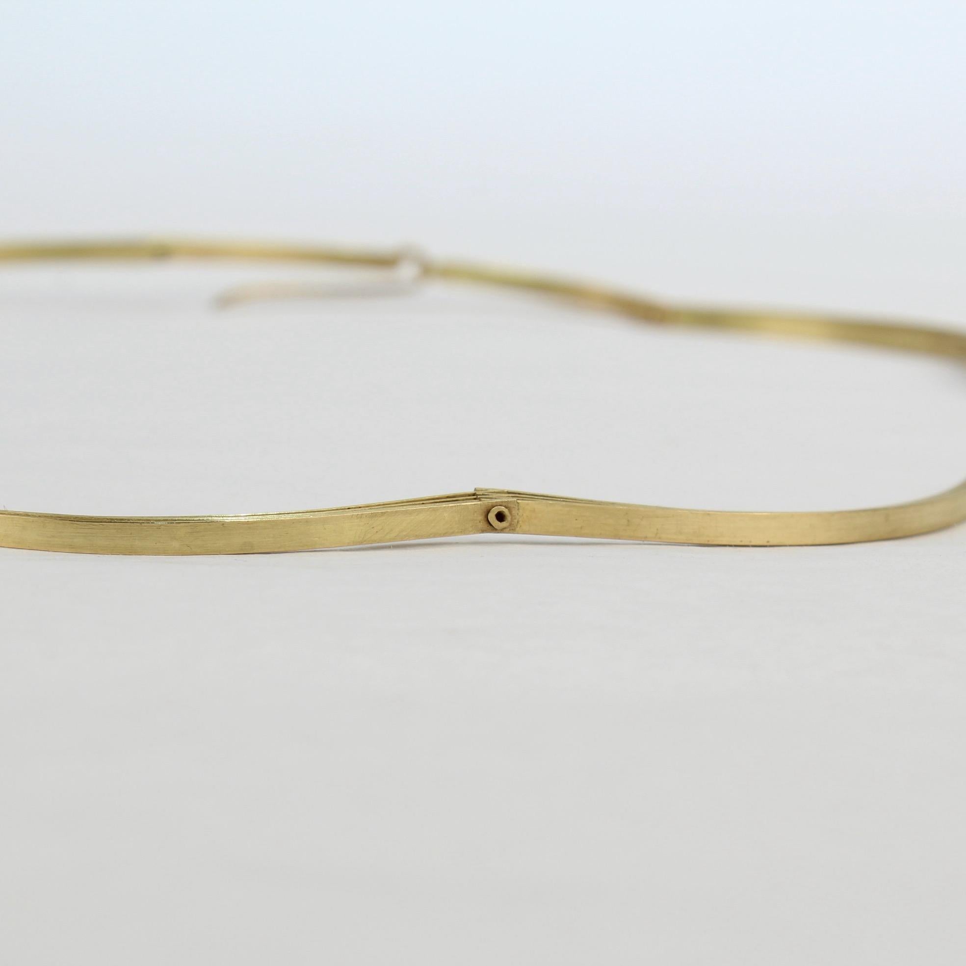 19 Karat Gold Modernist Hinged Link Bench-Made Choker Necklace 1
