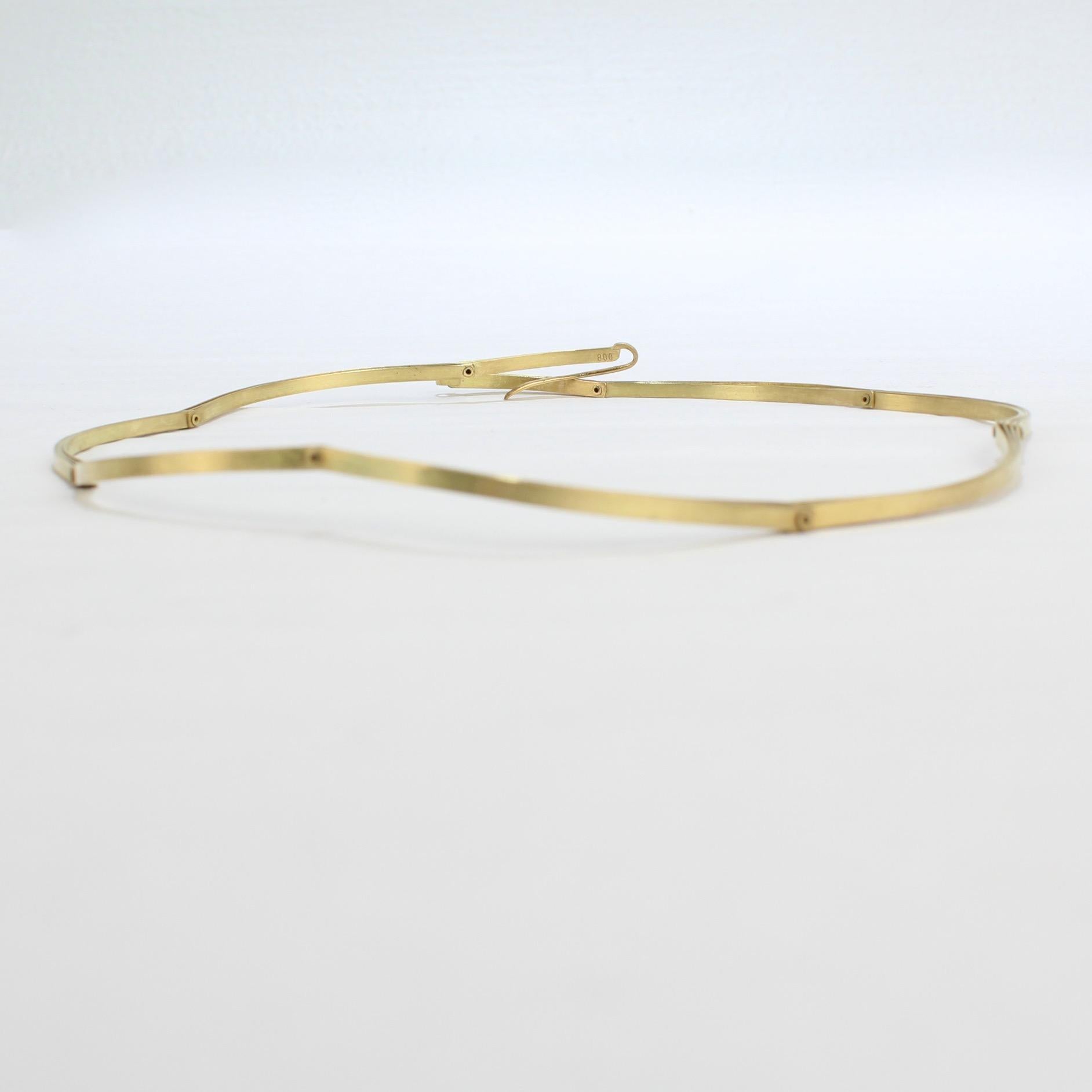 19 Karat Gold Modernist Hinged Link Bench-Made Choker Necklace 2