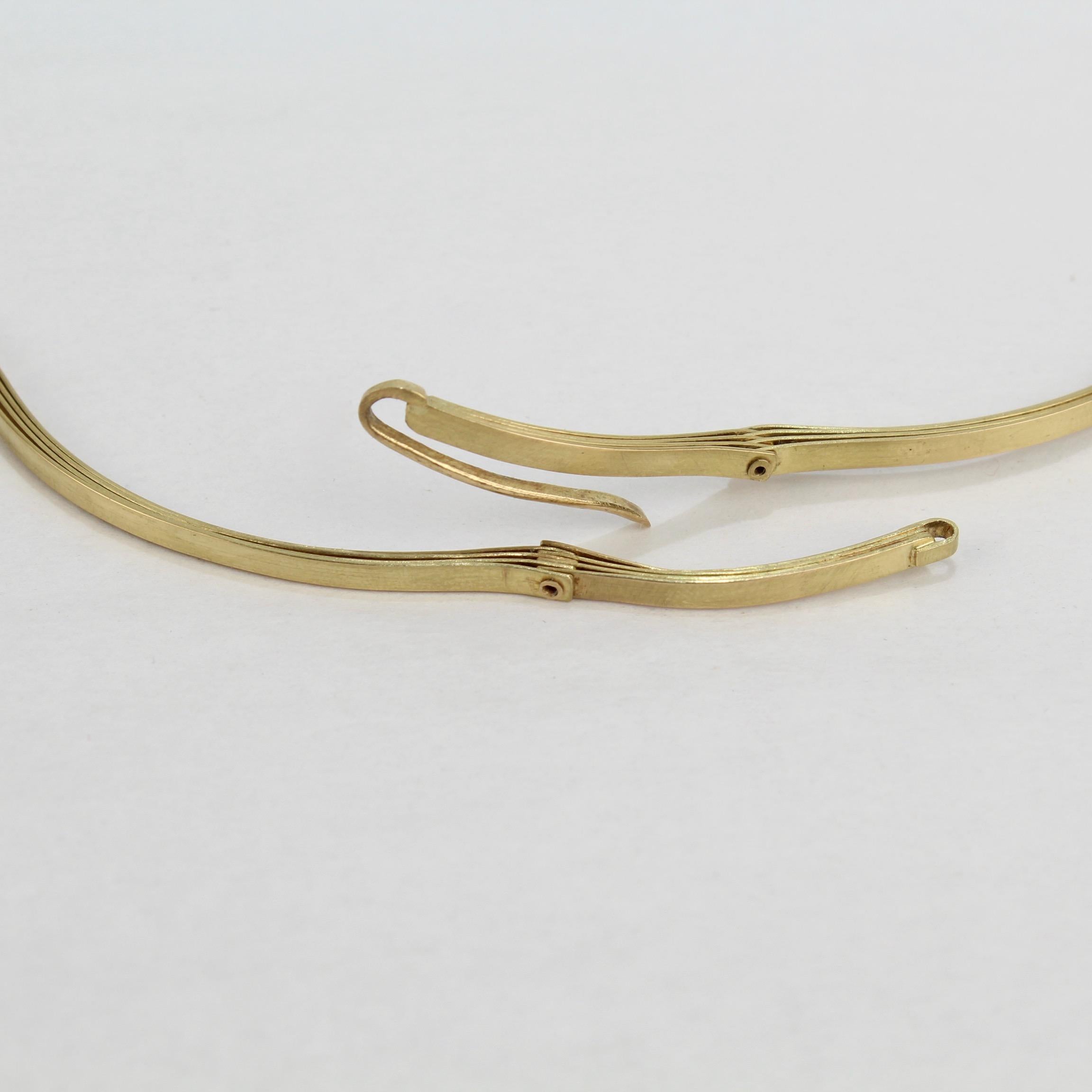 19 Karat Gold Modernist Hinged Link Bench-Made Choker Necklace 3