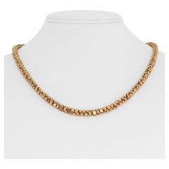 19 Karat Portugiesische Gelbgold Schwere Fancy Perlen Gliederkette Halskette