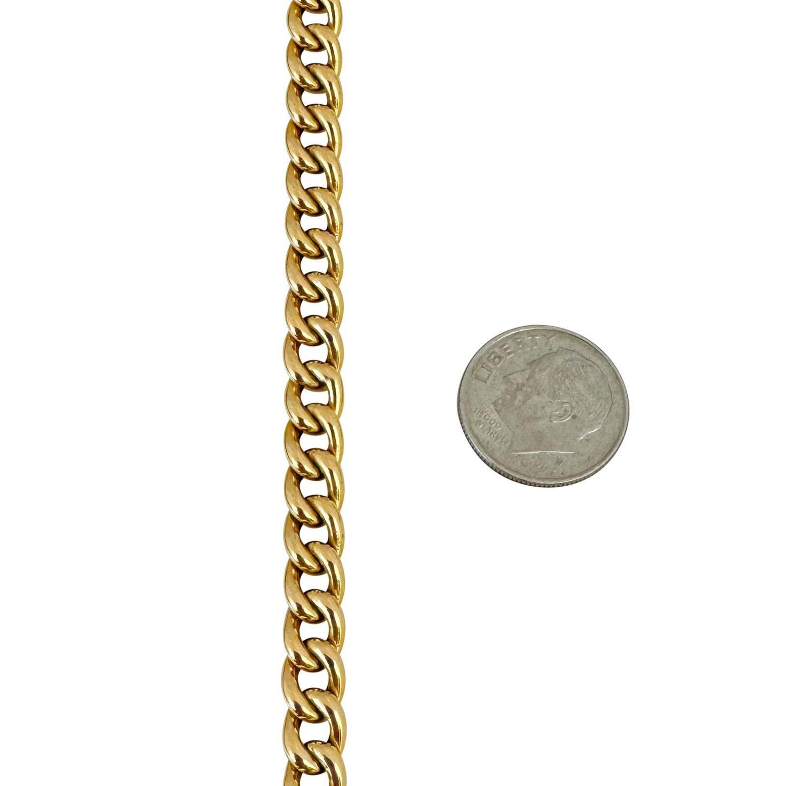19 Karat Portugiesisches Gelbgold Hohl-Gliederarmband für Herren mit 6 mm geschwungenen Gliedern 1