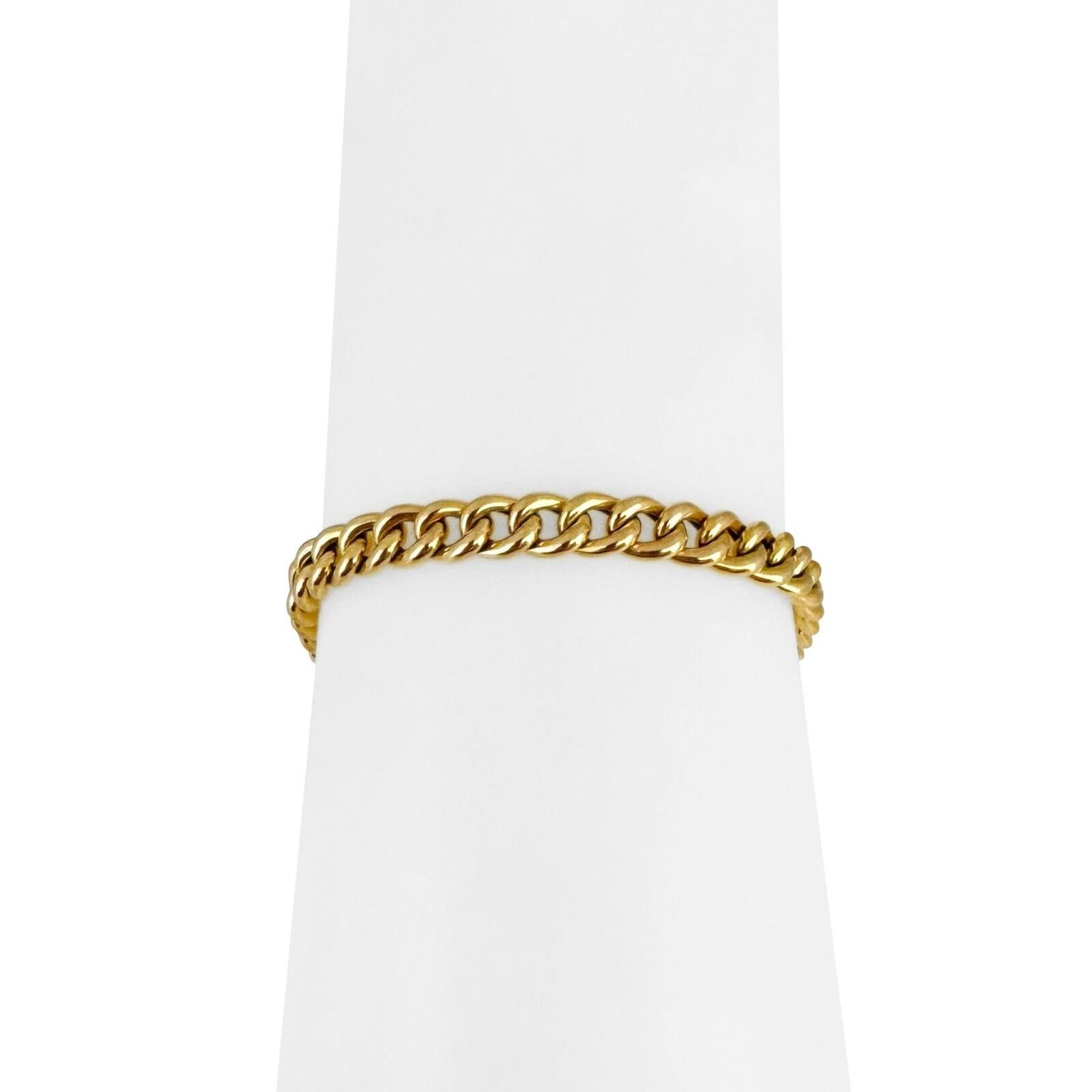 19 Karat Portugiesisches Gelbgold Hohl-Gliederarmband für Herren mit 6 mm geschwungenen Gliedern 4