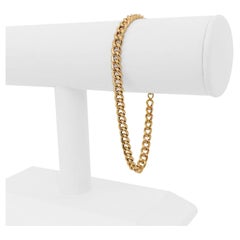 19 Karat Portuguese Yellow Gold Hollow Men's Curb Link Bracelet