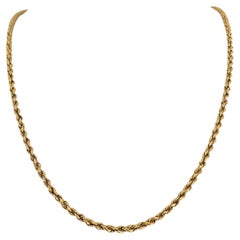 19 Karat Portuguese Yellow Gold Hollow Rope Chain Necklace